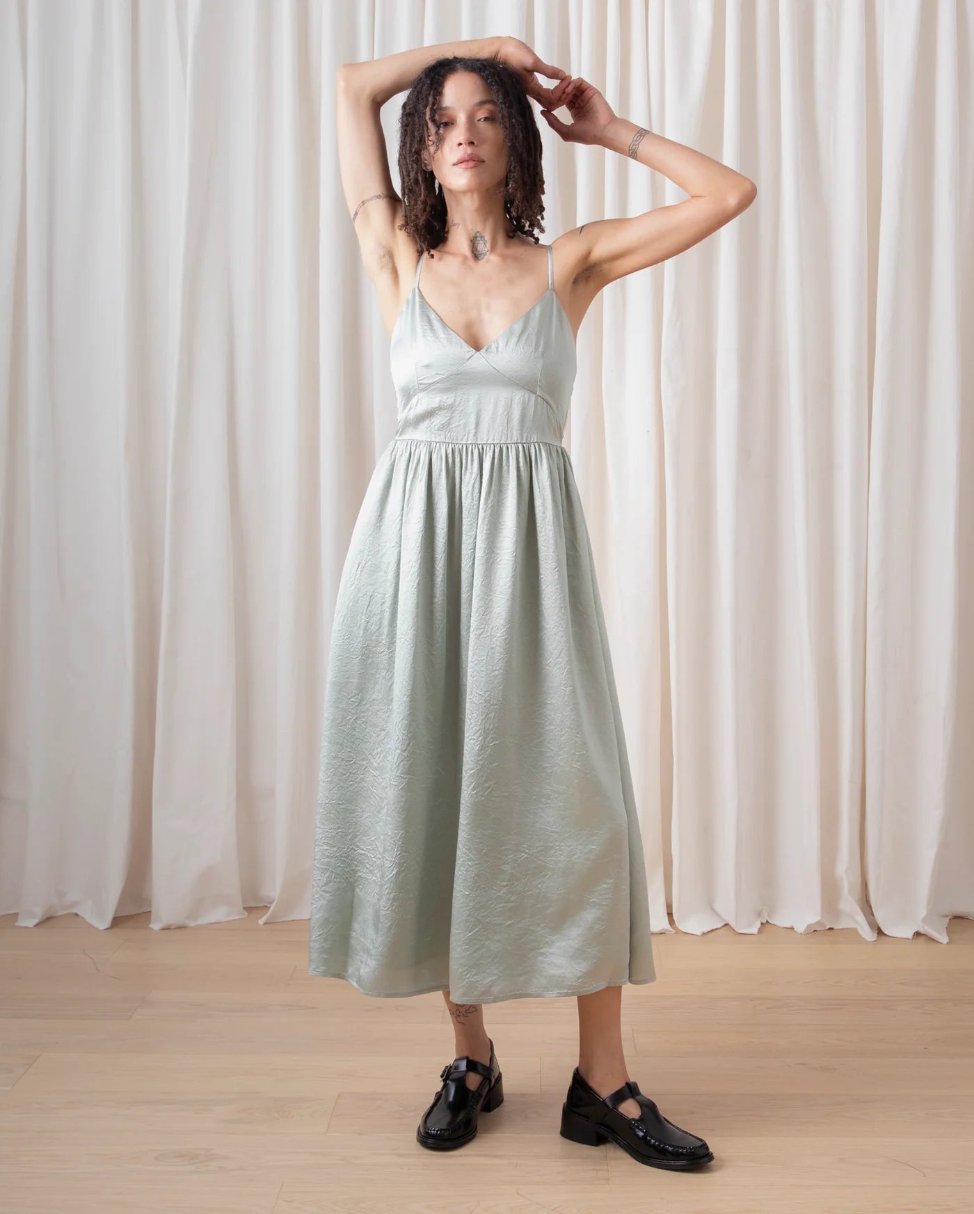 Tie-Back Midi Dress // Sage