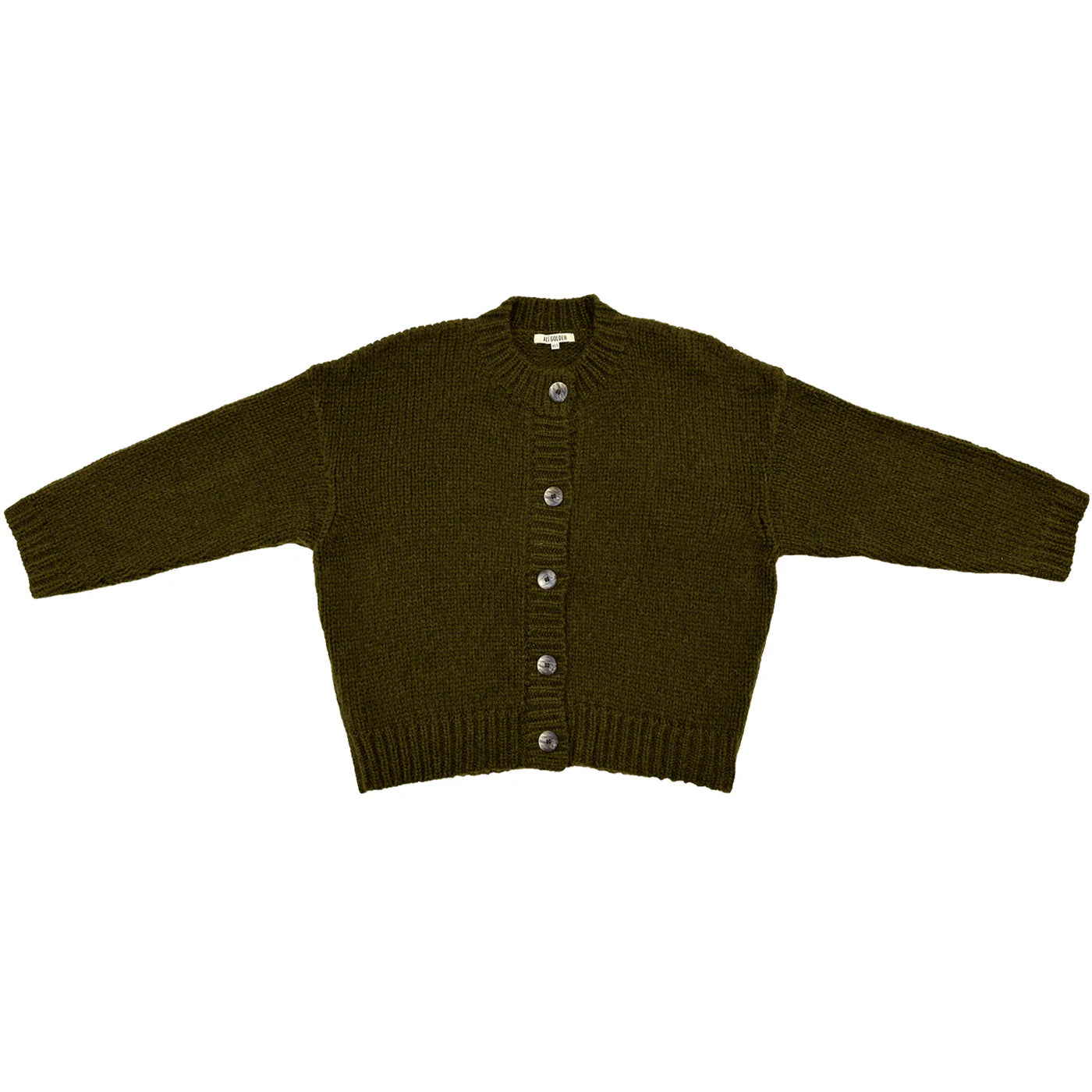 Merino Crew Neck Cardigan // Olive