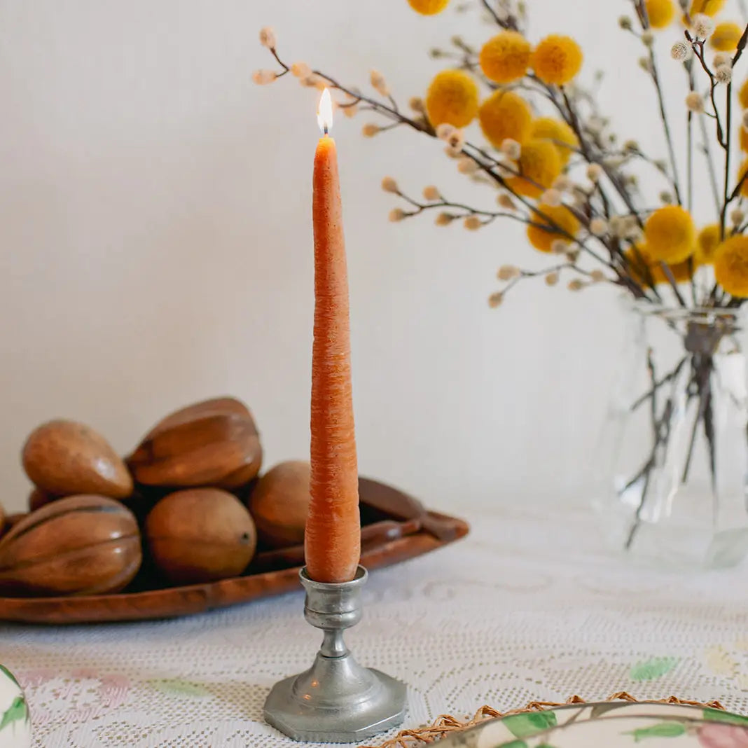 Beeswax Carrot Taper Candle Pair (2)