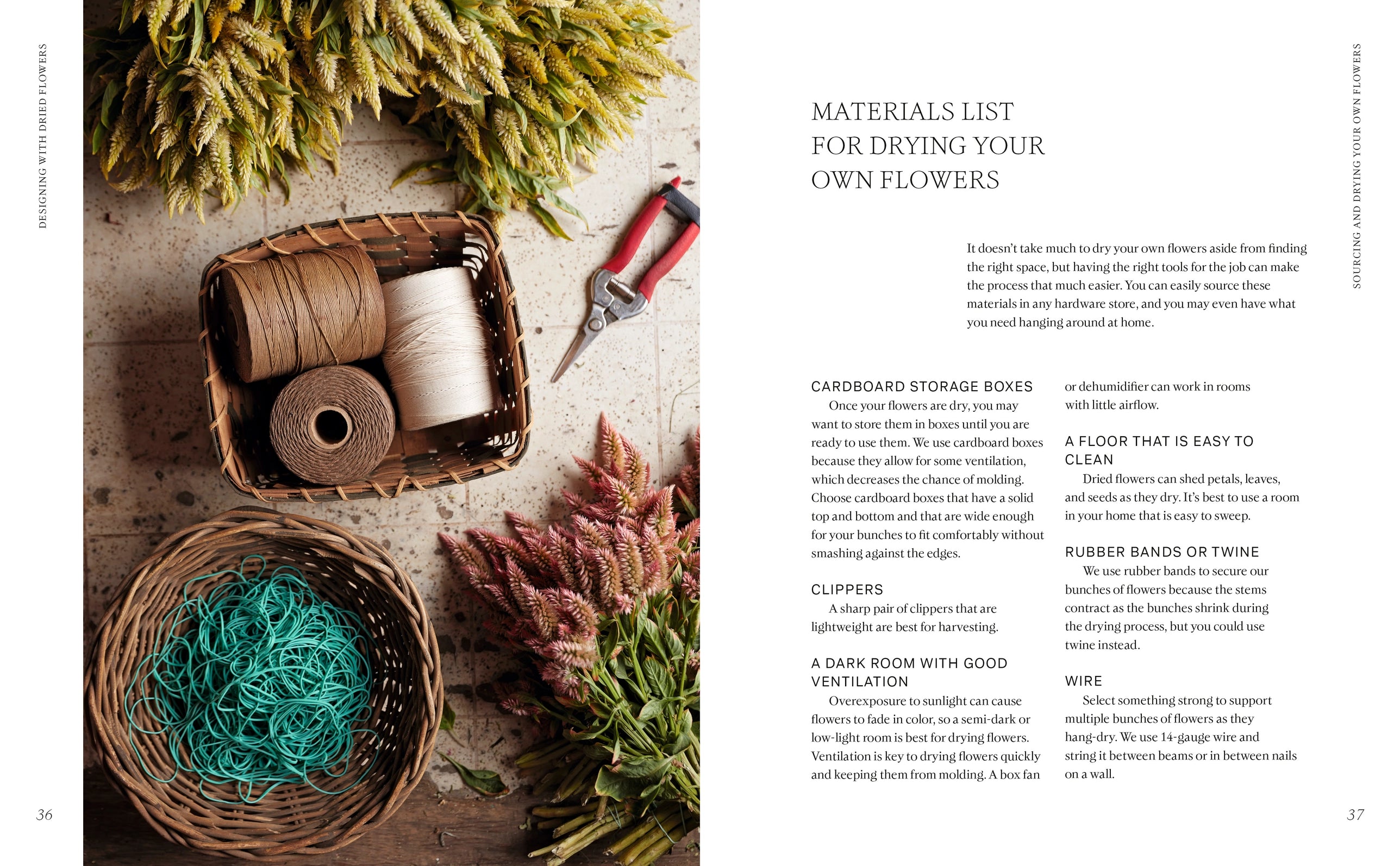 book interior with materials