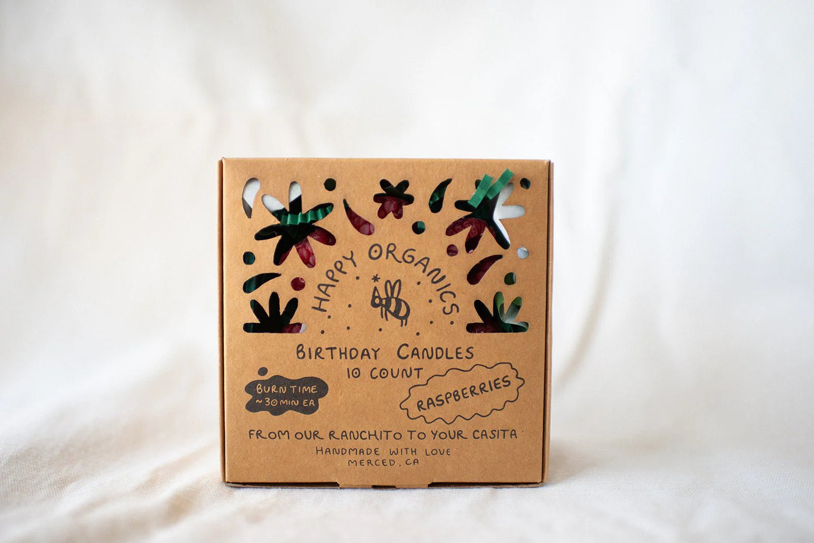 Raspberry Beeswax Birthday Candles