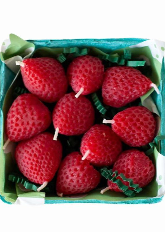 Strawberry Beeswax Birthday Candles