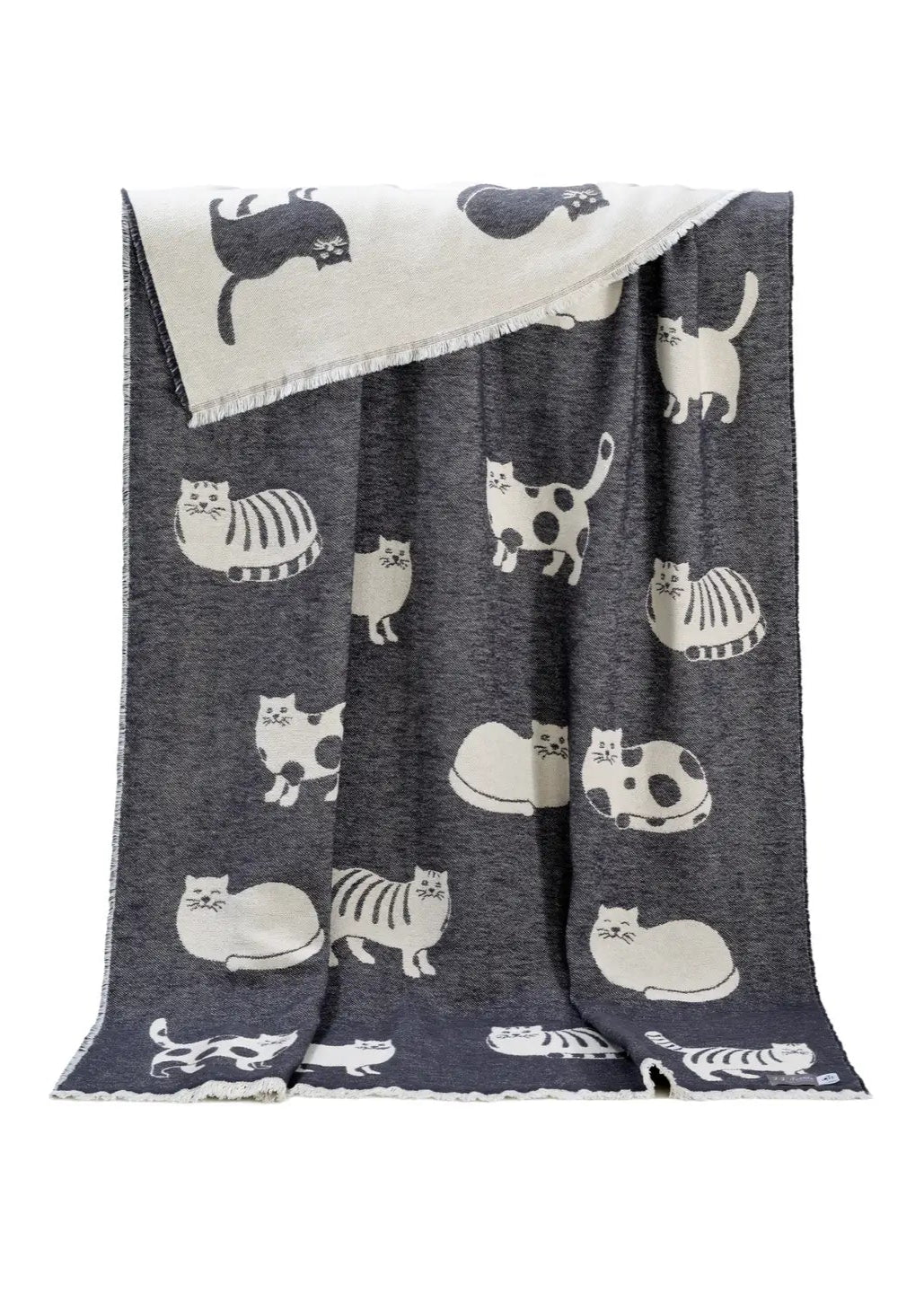 Cozy Kitties // 100% Cotton Throw // Black