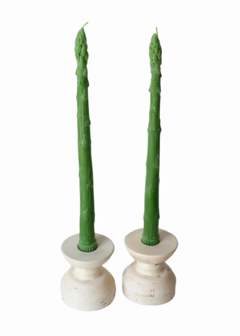 Beeswax Asparagus Candle Taper Pair (2)