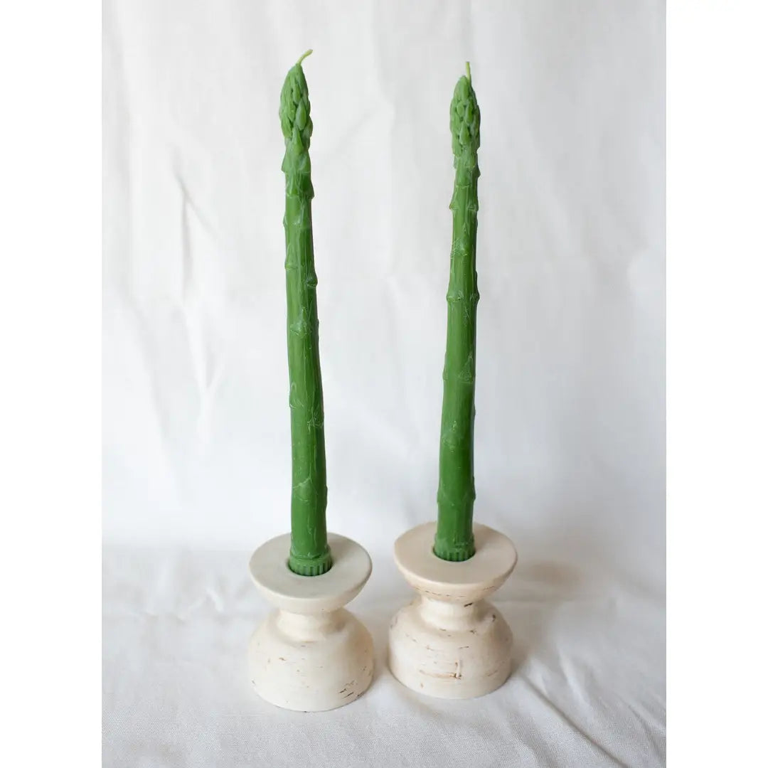 Beeswax Asparagus Candle Taper Pair (2)