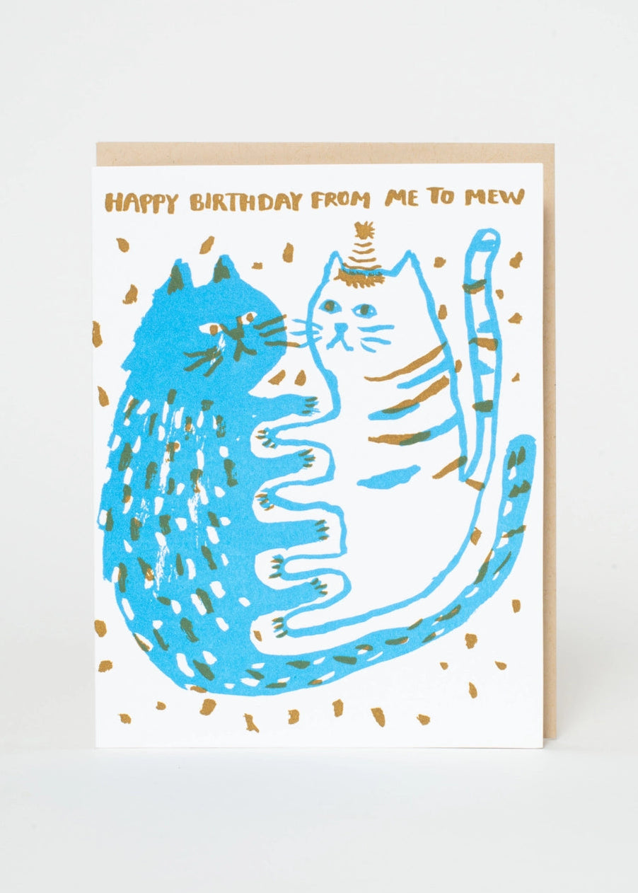 Birthday Me To Mew Cats Letterpress Greeting Card