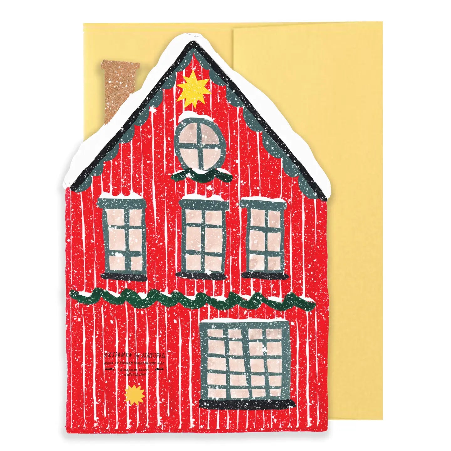 Red Winter Cottage Card