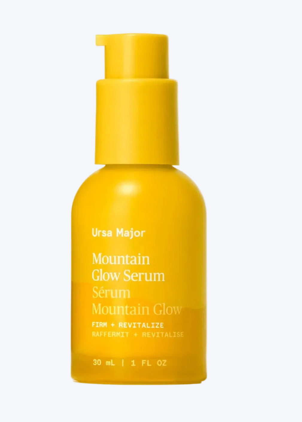 Yellow serum bottle and packaging with 'Ursa Major' branding on a white background