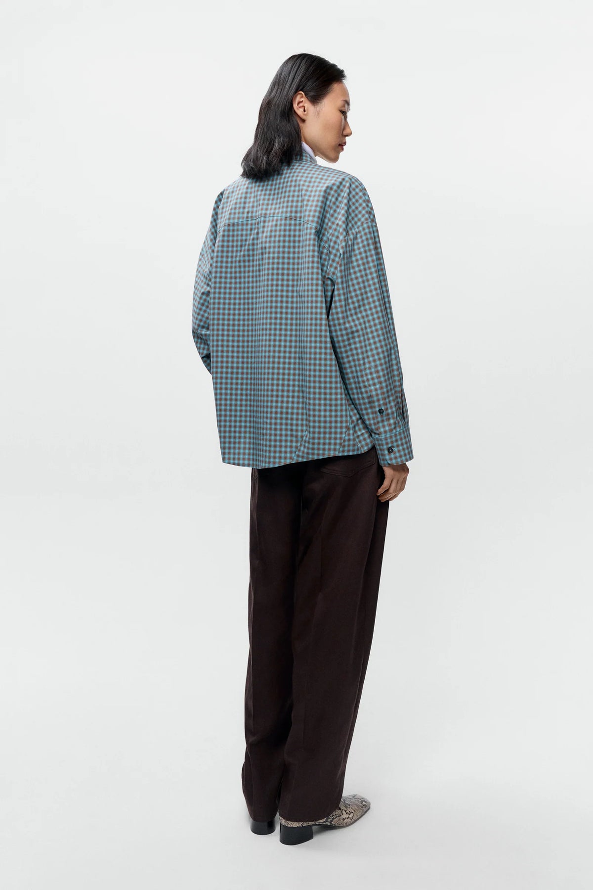 Cordera Checkered Oversized Shirt – Turquiose/Orange