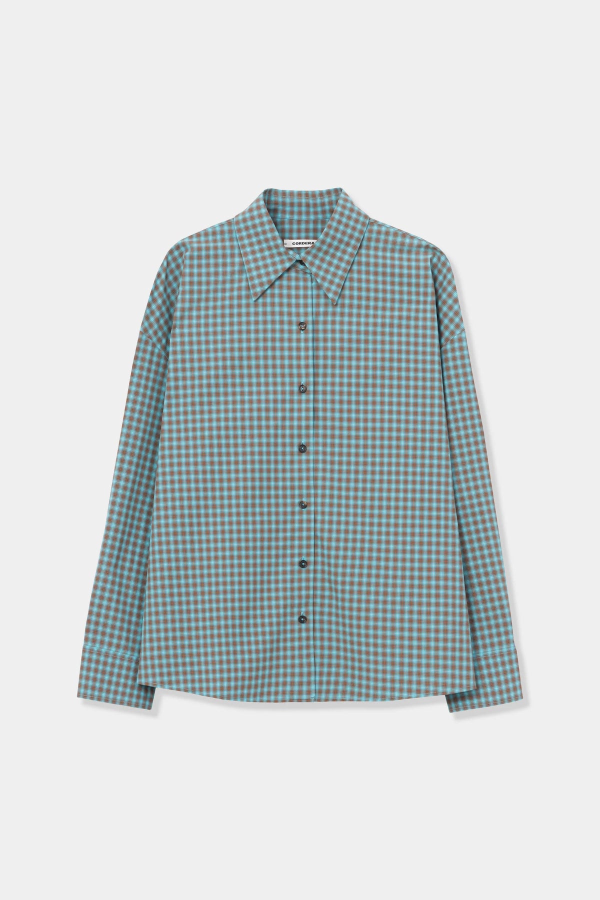 Cordera Checkered Oversized Shirt – Turquiose/Orange
