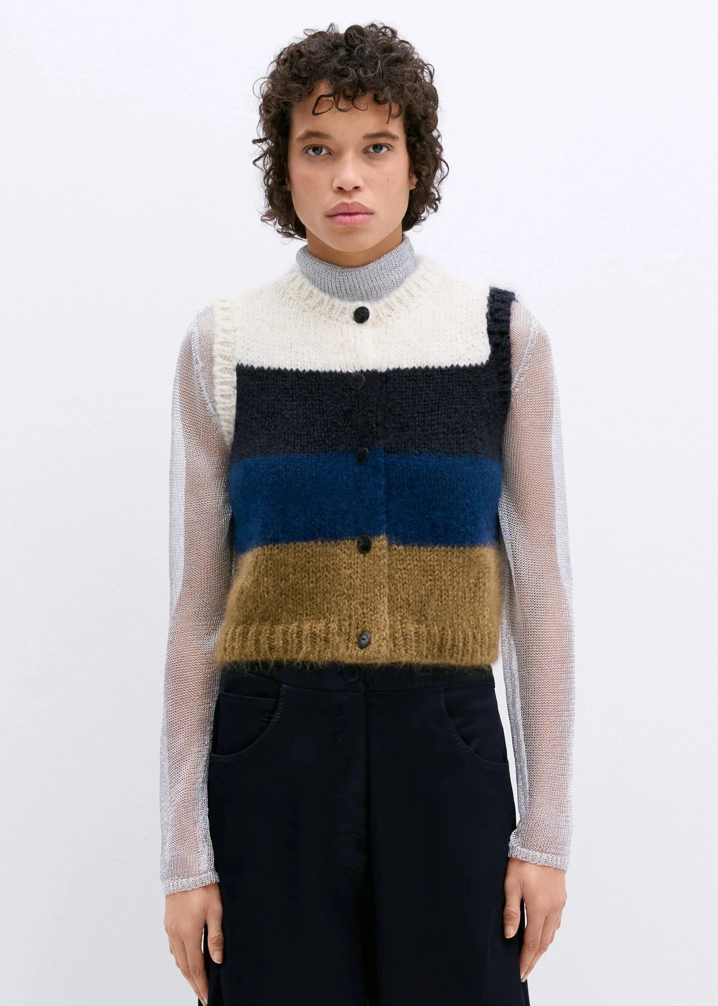 Alpaca and Mohair Striped Waistcoat