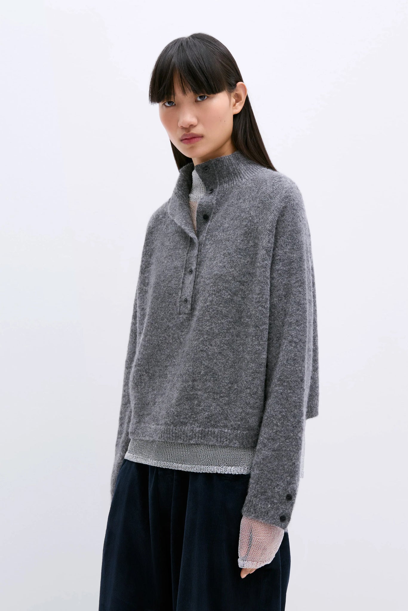 Baby Alpaca Polo Sweater // Gray