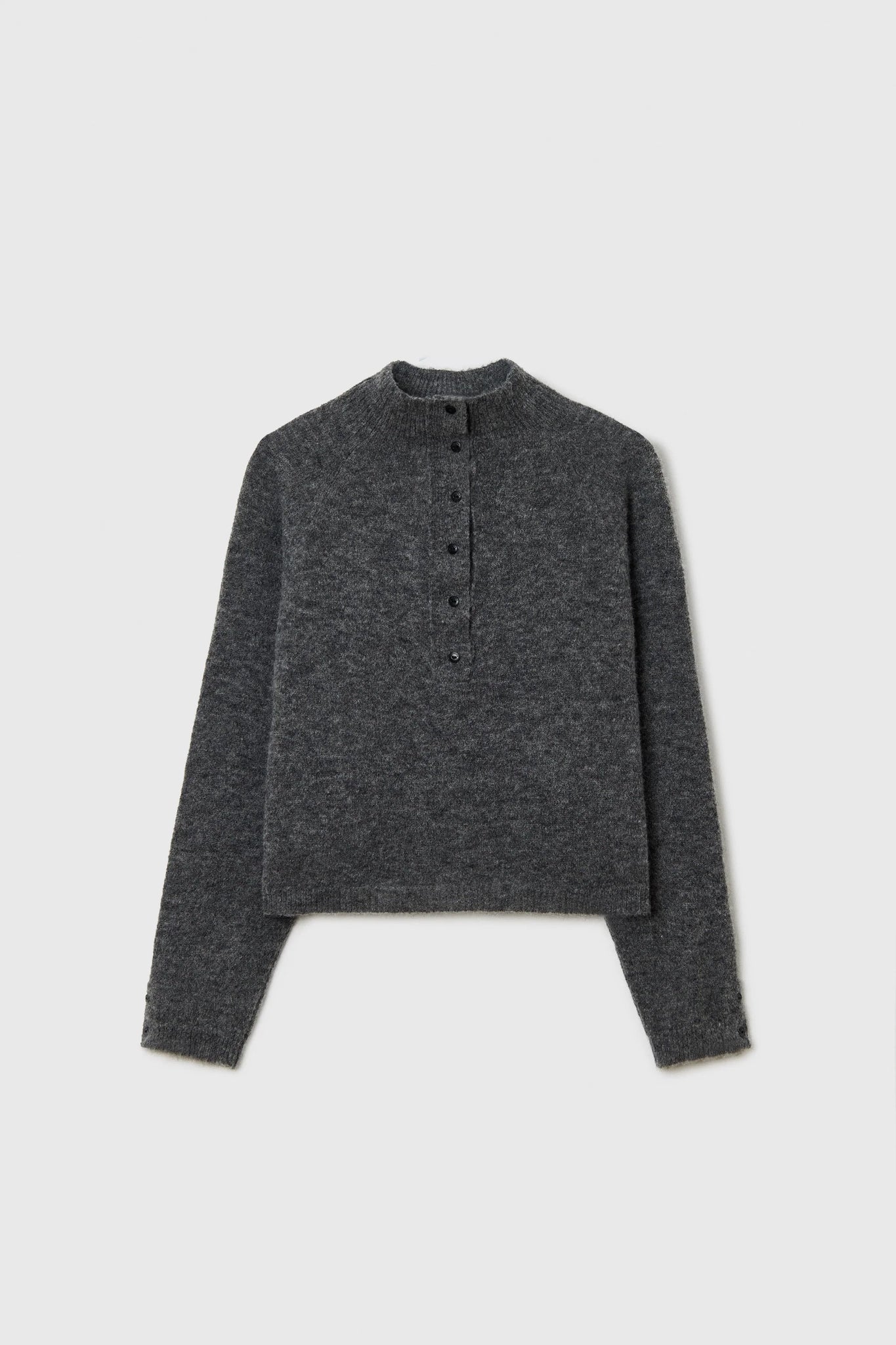 Baby Alpaca Polo Sweater // Gray