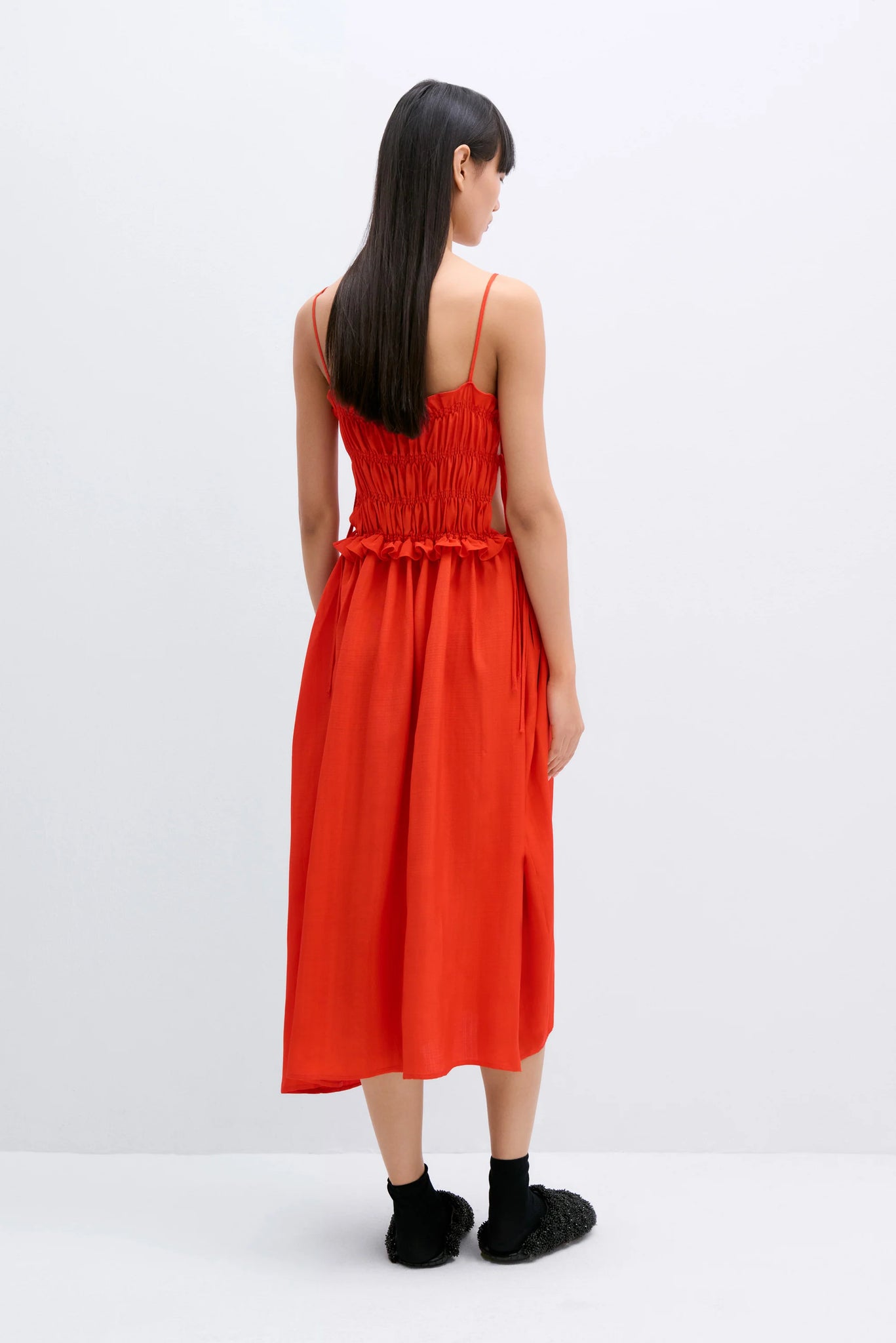 Viscose Gathered Dress // Coral