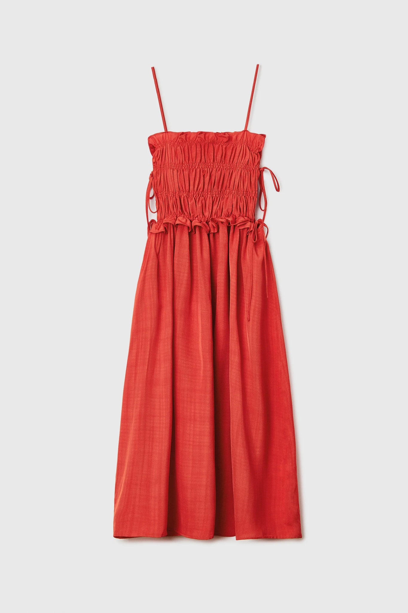 Viscose Gathered Dress // Coral