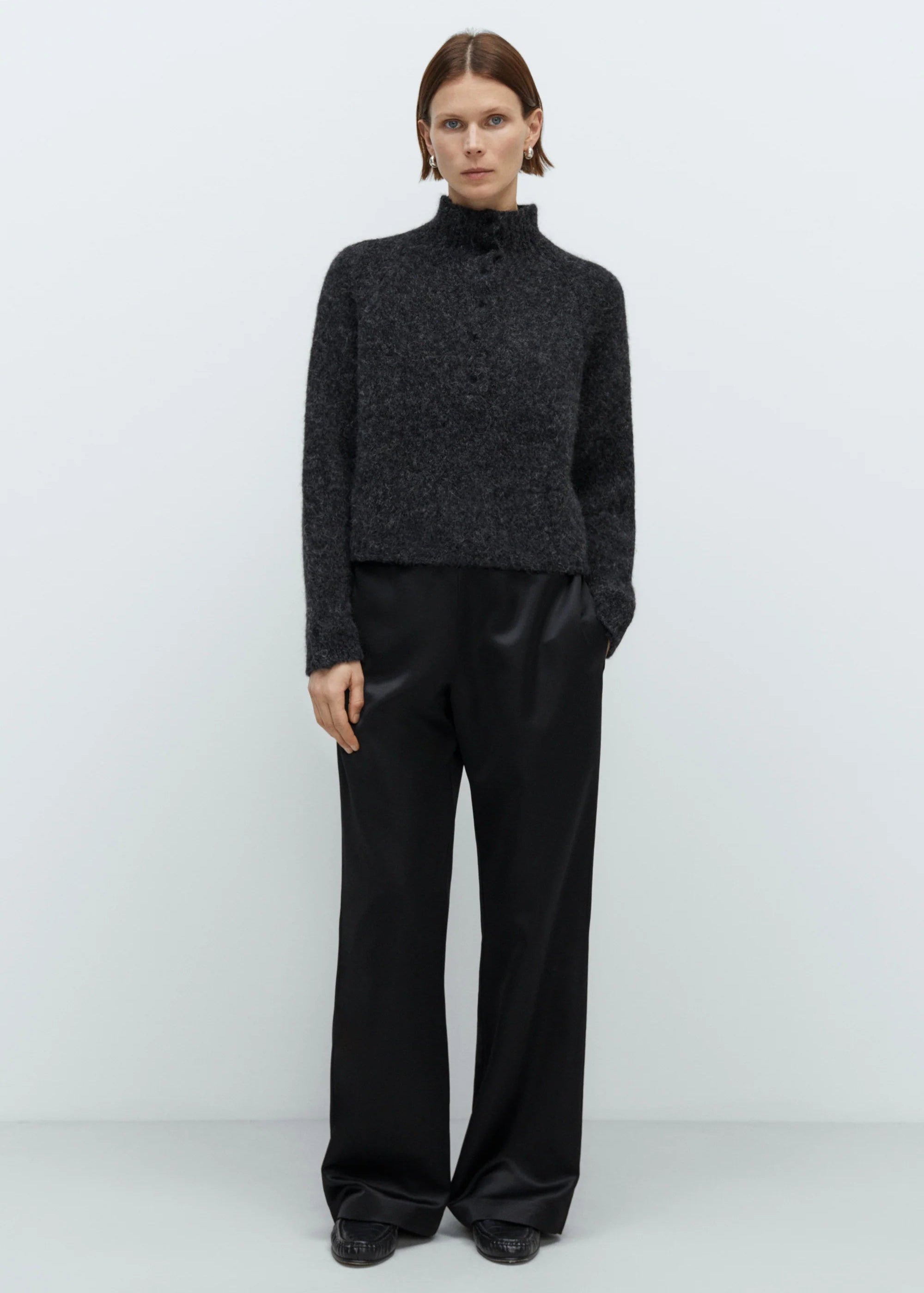 Baby Alpaca Polo Sweater // Anthracite