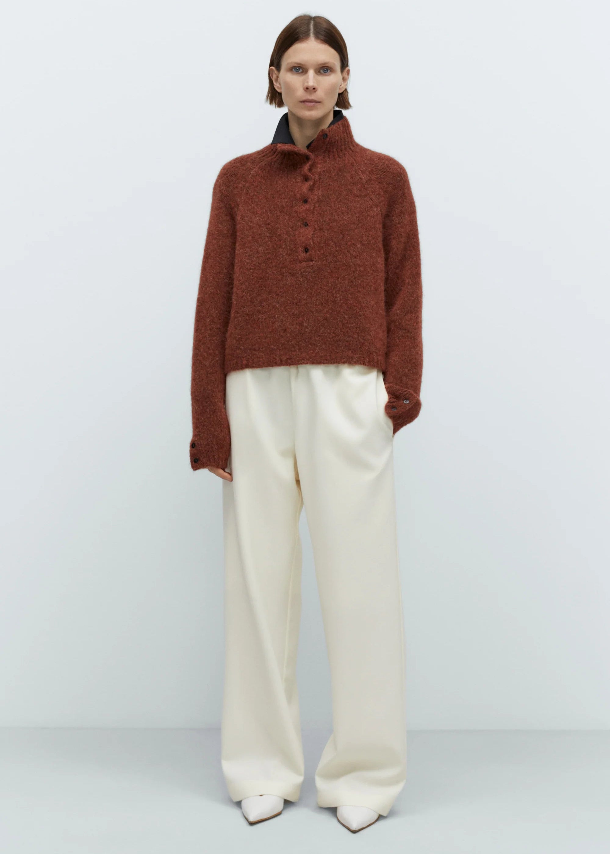 Baby Alpaca Polo Sweater // Teracotta
