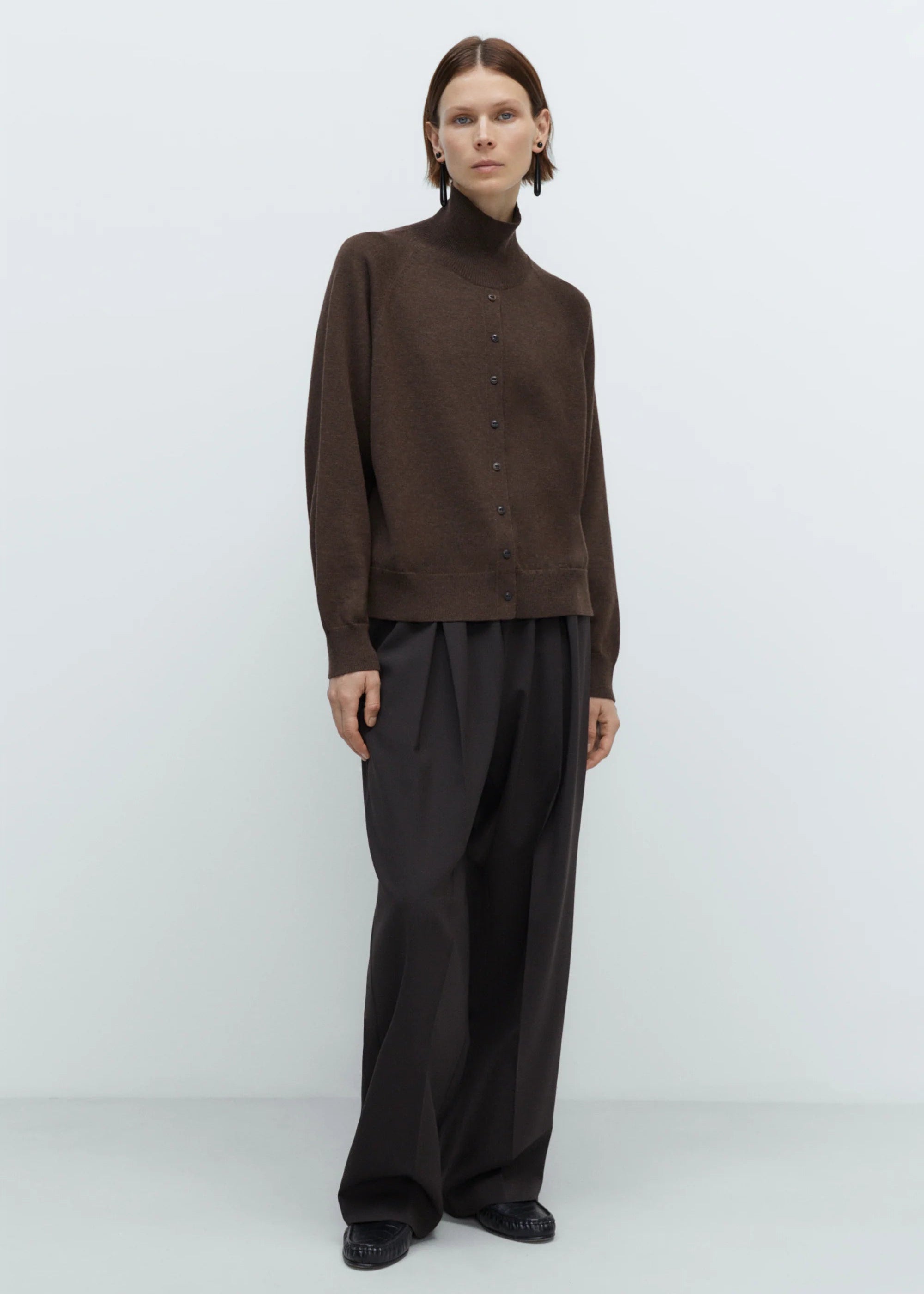 Merino Wool Buttoned Sweater // Espresso
