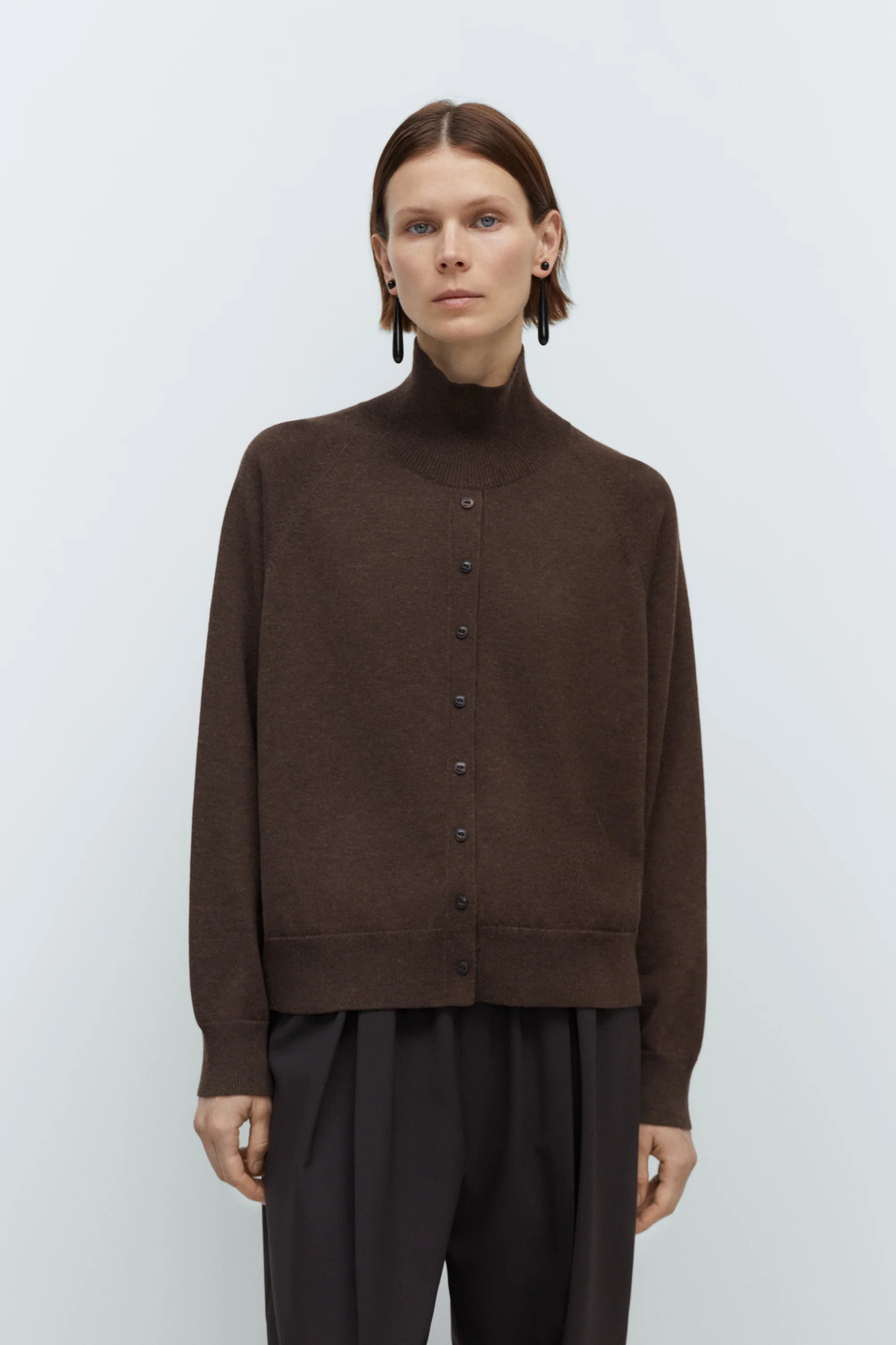 Merino Wool Buttoned Sweater // Espresso