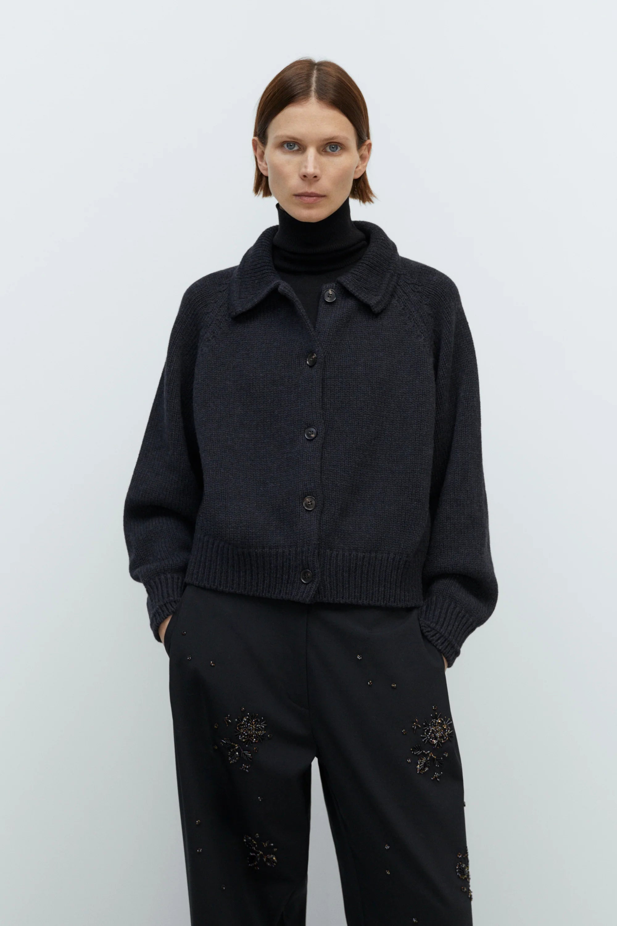 Merino Wool Collar Cardigan