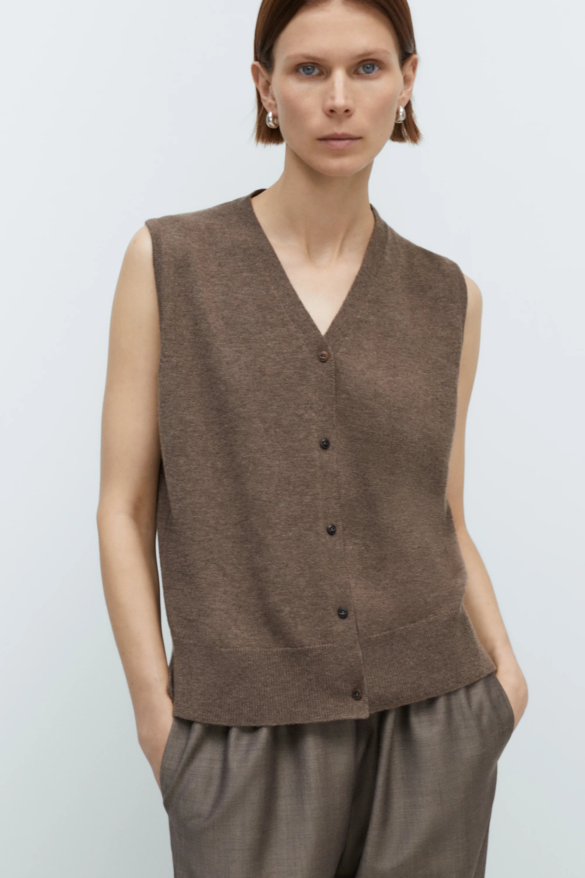 Merino Wool Lace Waistcoat // Taupe