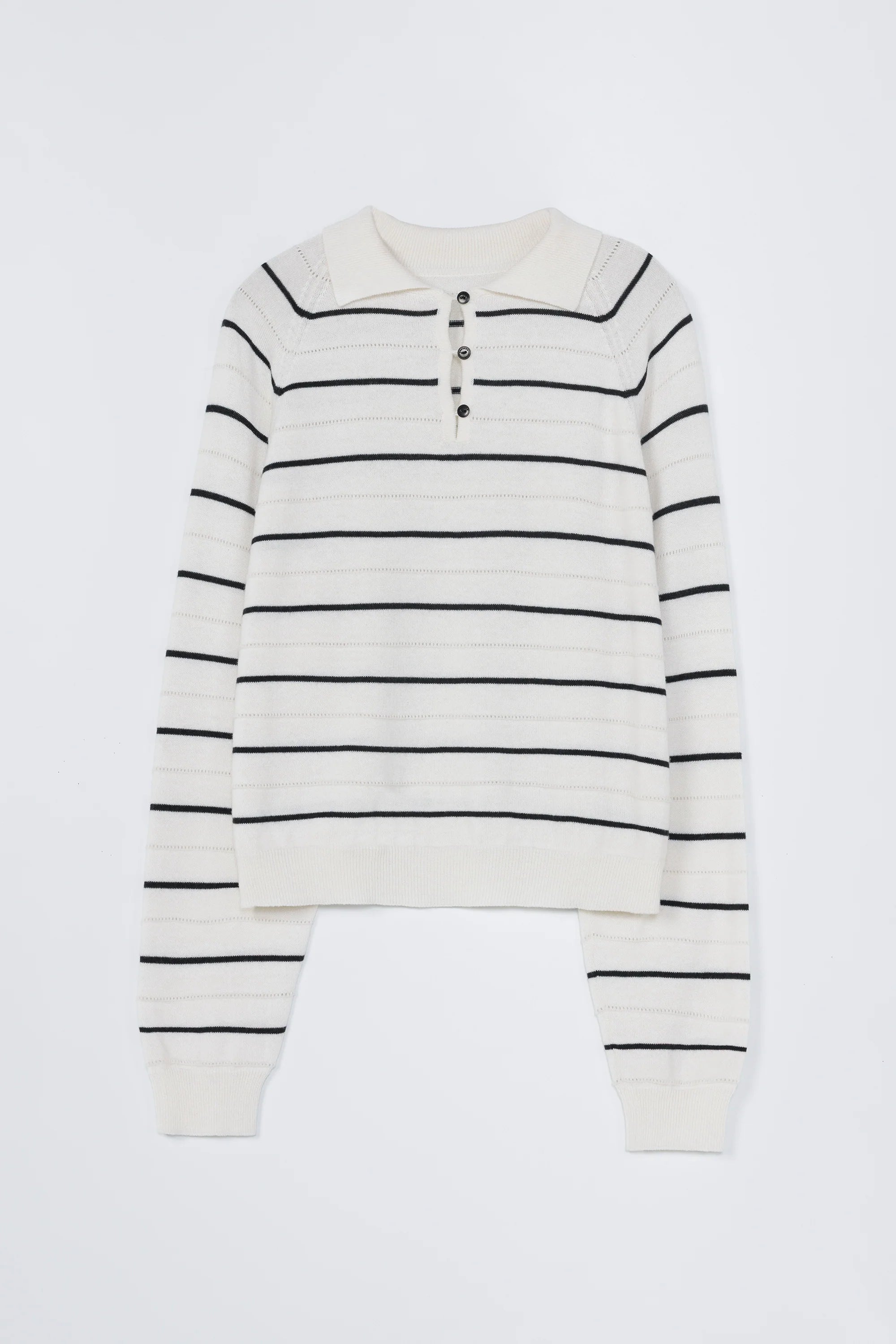 Merino Wool Striped Polo // White