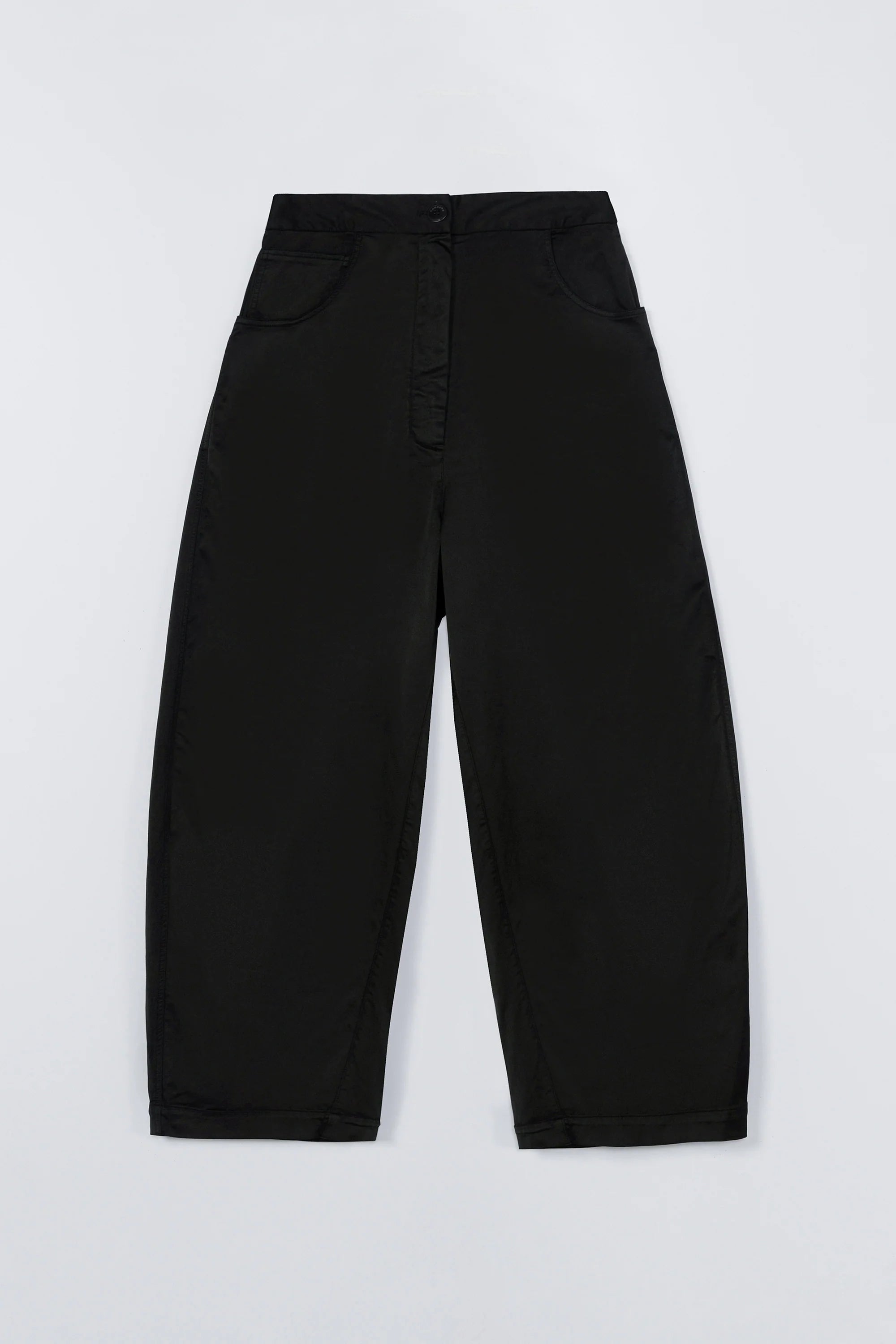 Satin Curved Pants // Black