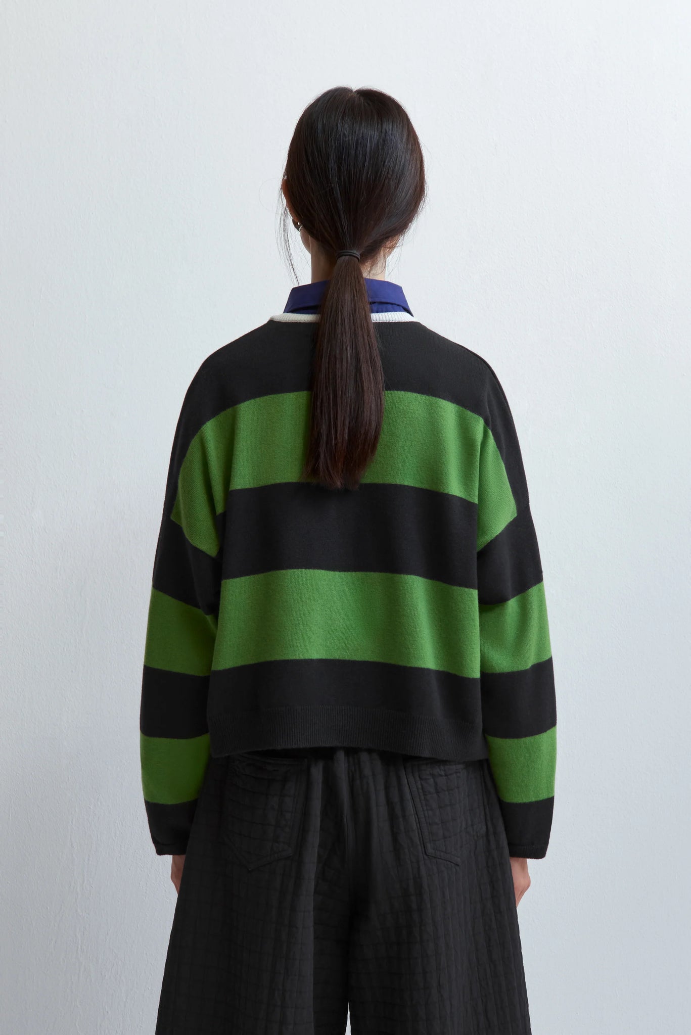 Merino Wool Striped Polo Sweater // Herba