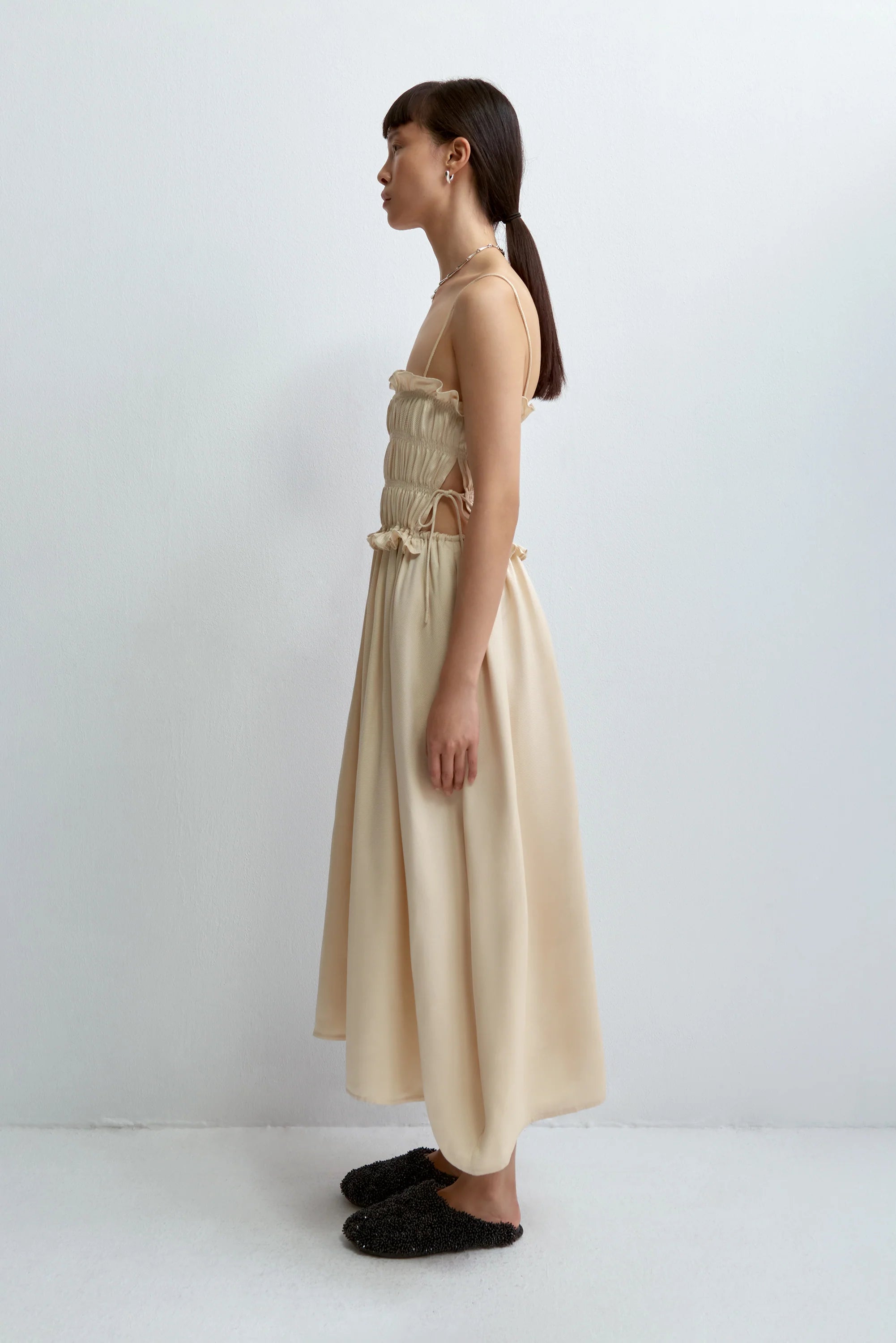 Viscose Gathered Dress // Shell