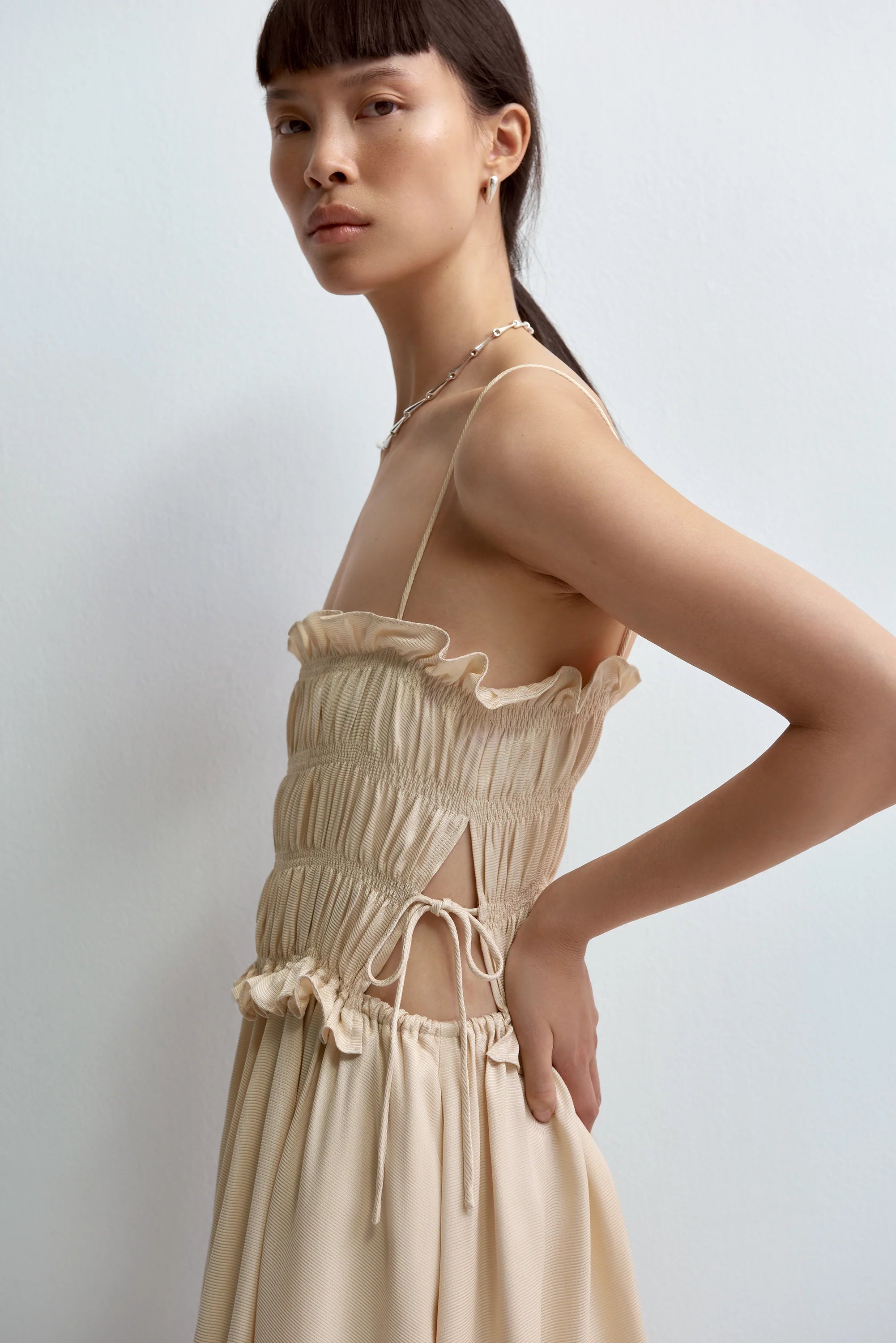 Viscose Gathered Dress // Shell