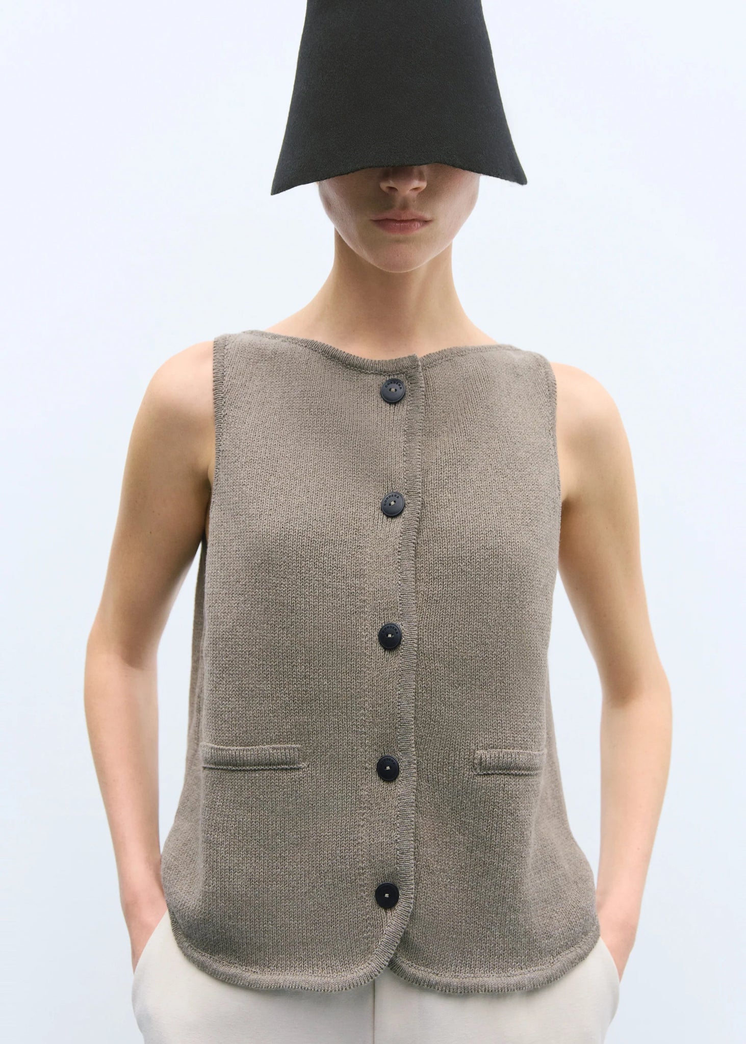 Boat Neck Waistcoat // Taupe