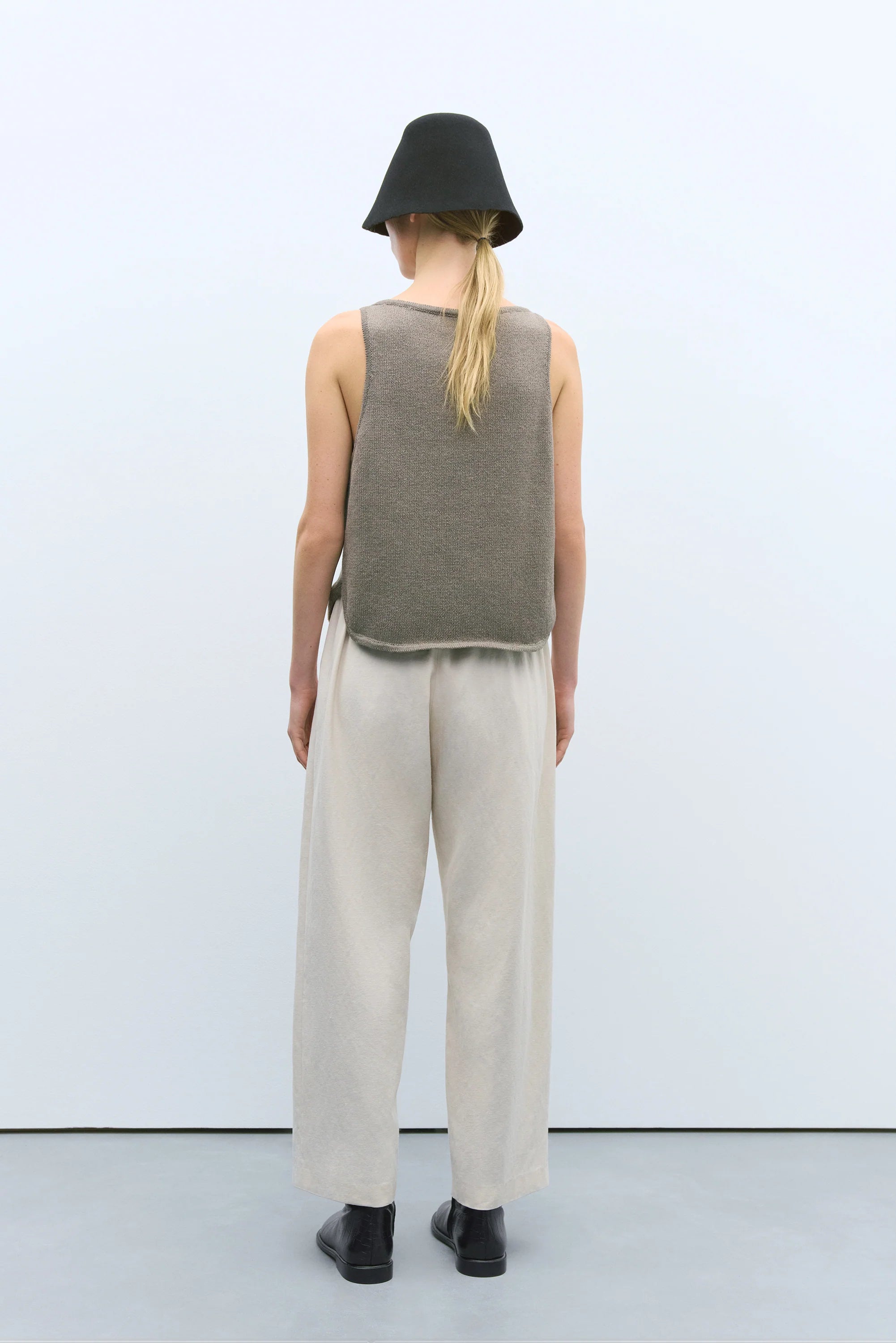 Boat Neck Waistcoat // Taupe