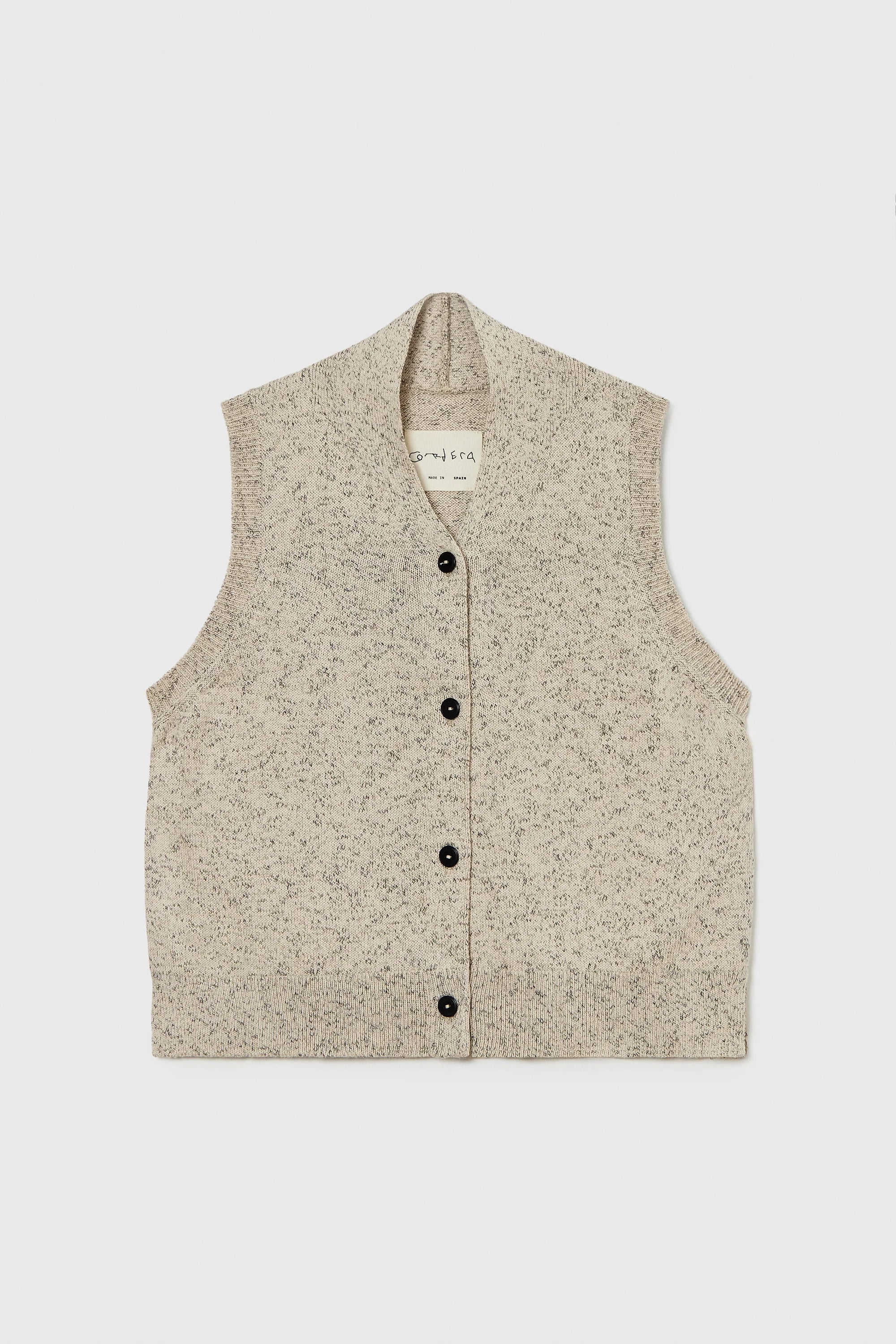 Flecked Cotton Vest Natural