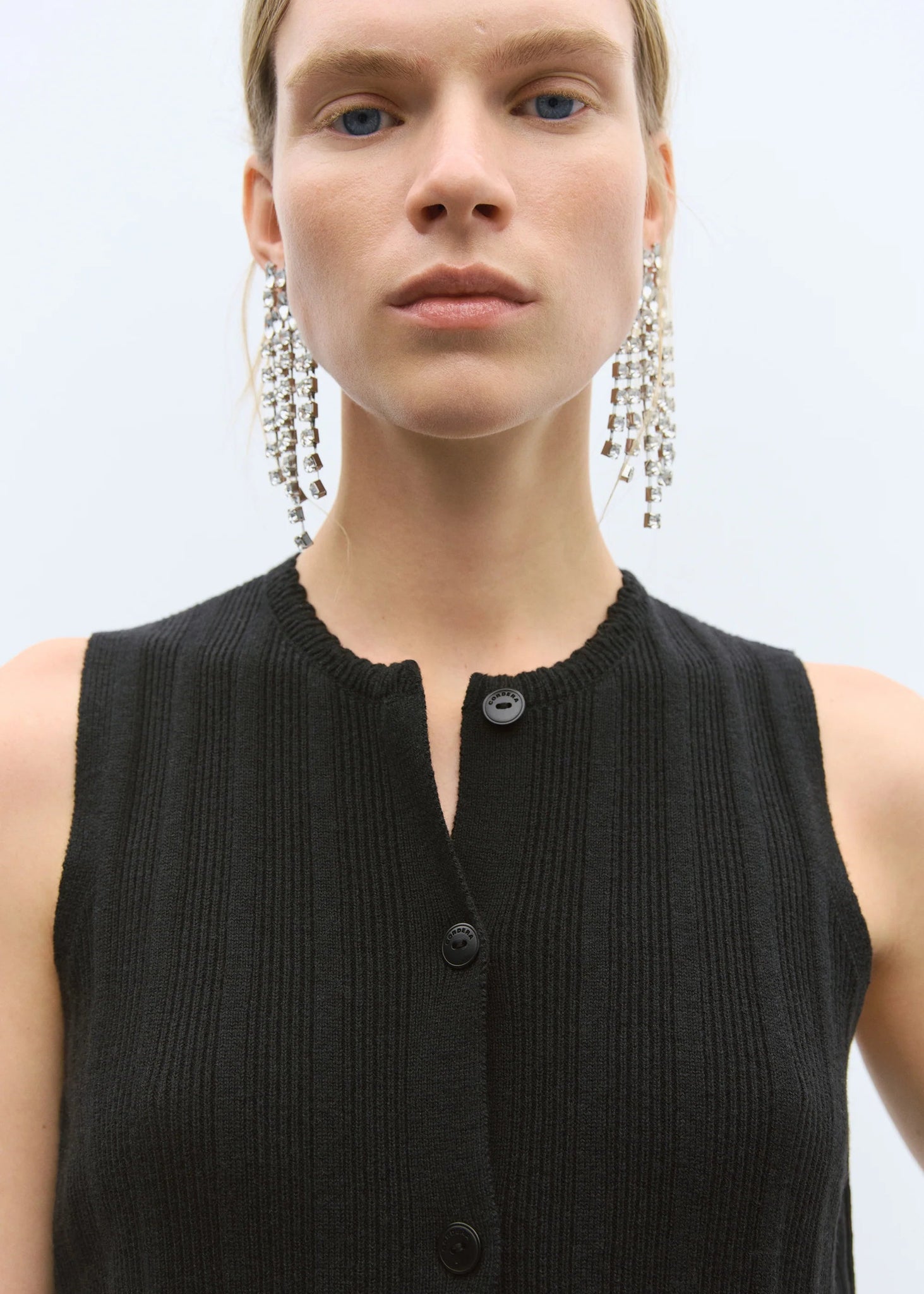 Merino Wool Ribbed Waistcoat // Black