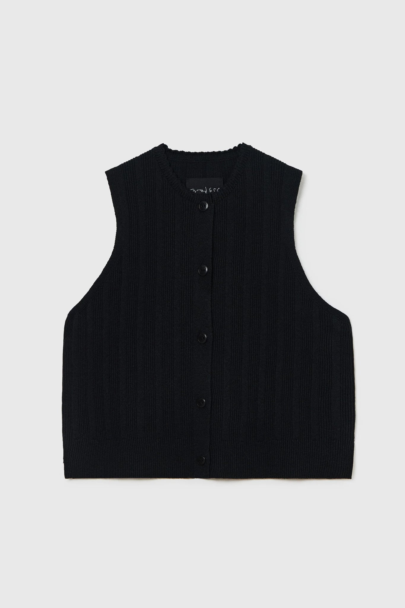 Merino Wool Ribbed Waistcoat // Black