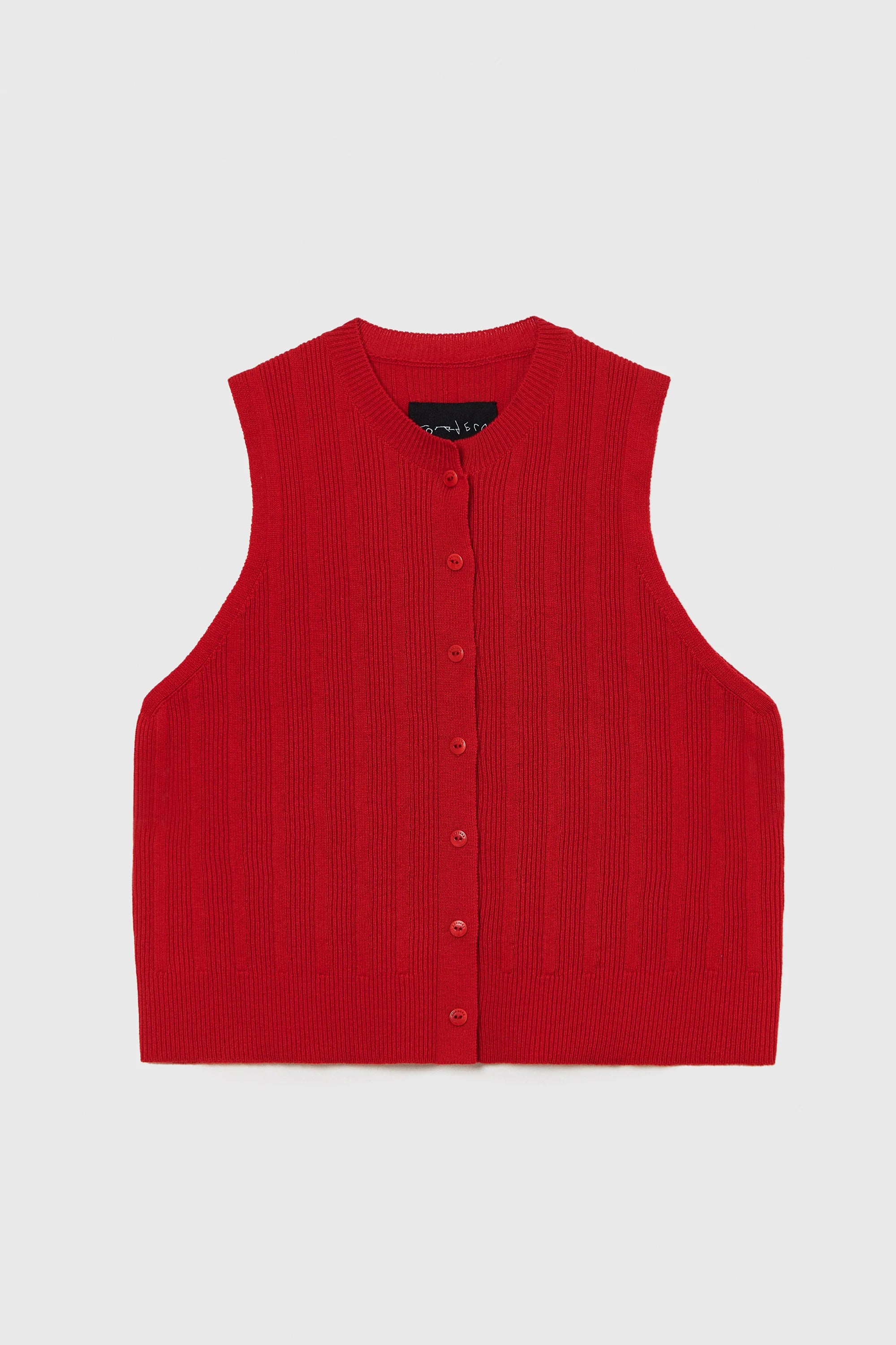 Merino Wool Ribbed Waistcoat // Red