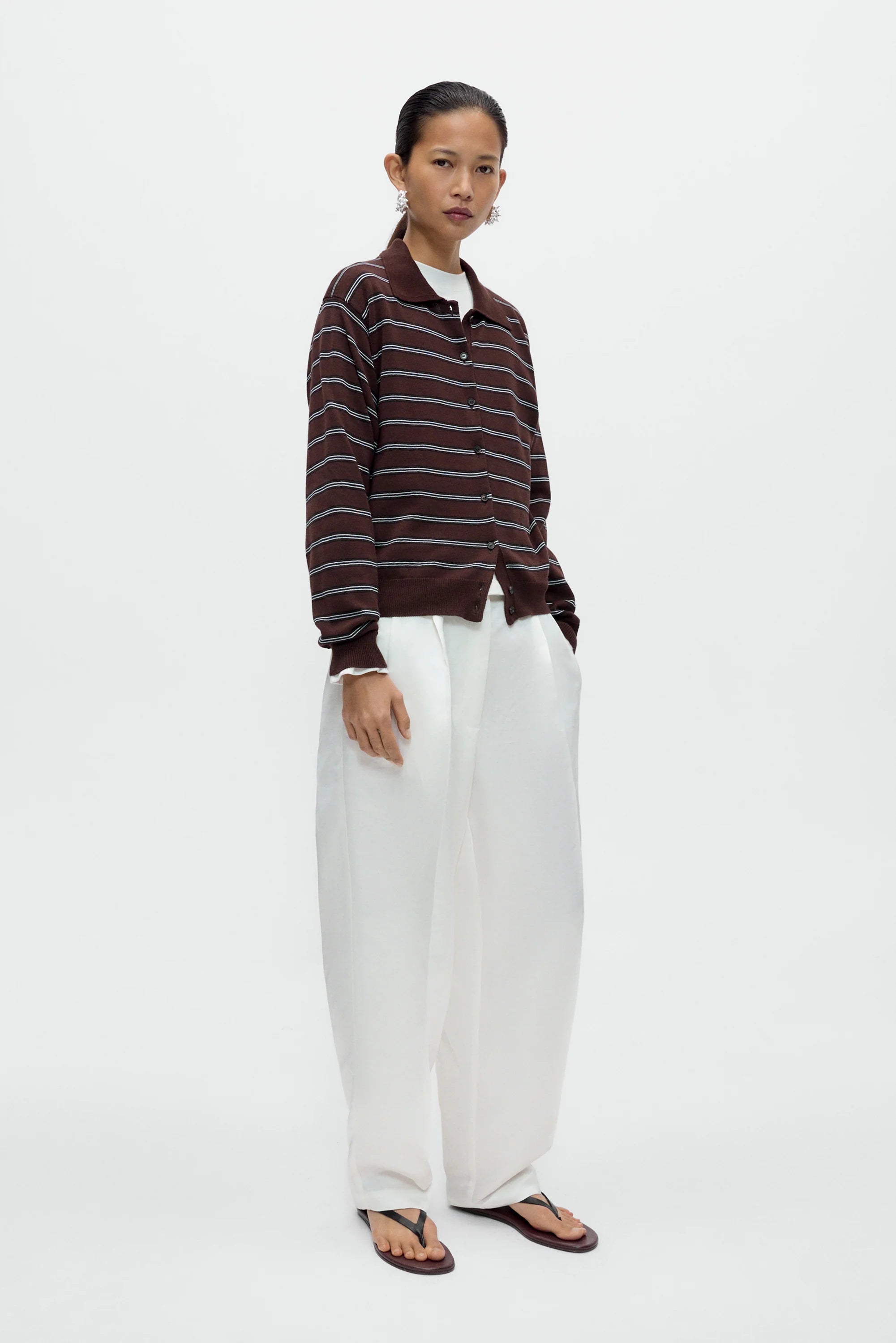 Cordera Organic Cotton Polo Cardigan – Brown