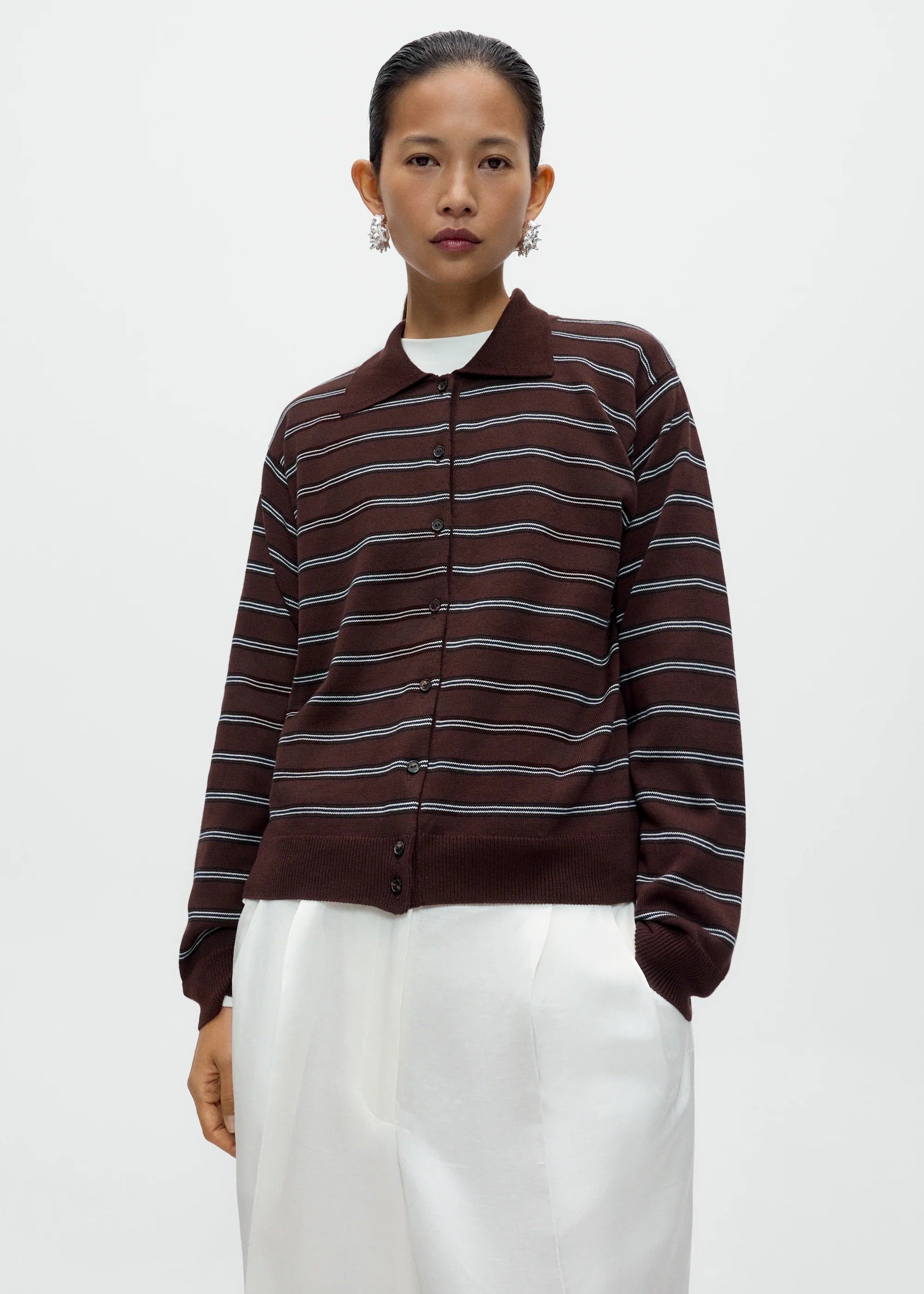 Cordera Organic Cotton Polo Cardigan – Brown
