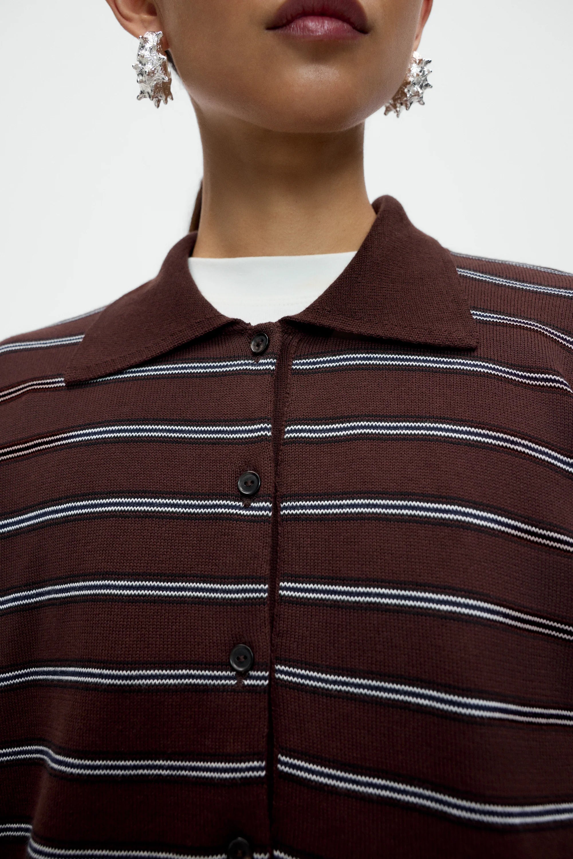 Cordera Organic Cotton Polo Cardigan – Brown