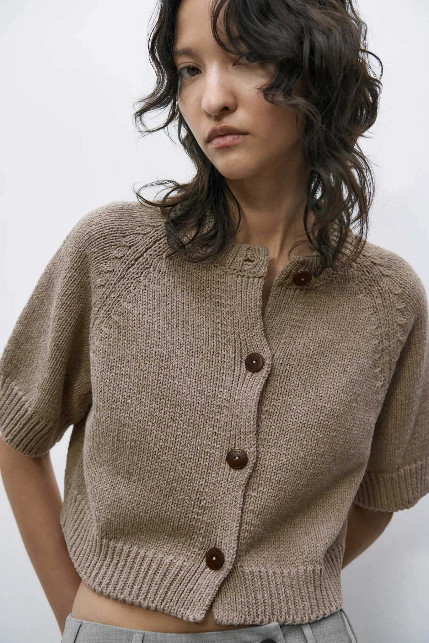 Cotton Button Top // Taupe