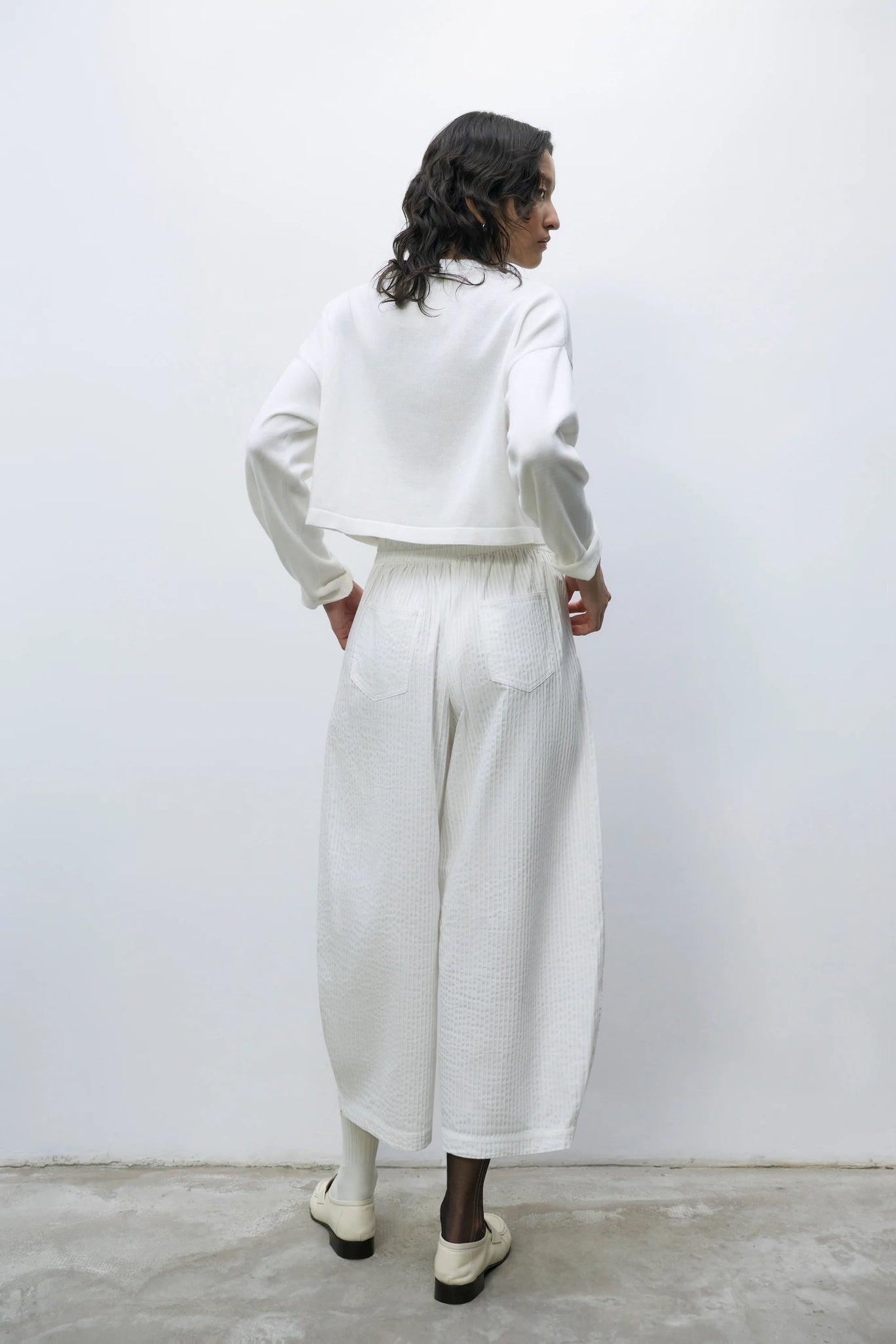 Organic Cotton Cropped Cardigan // White