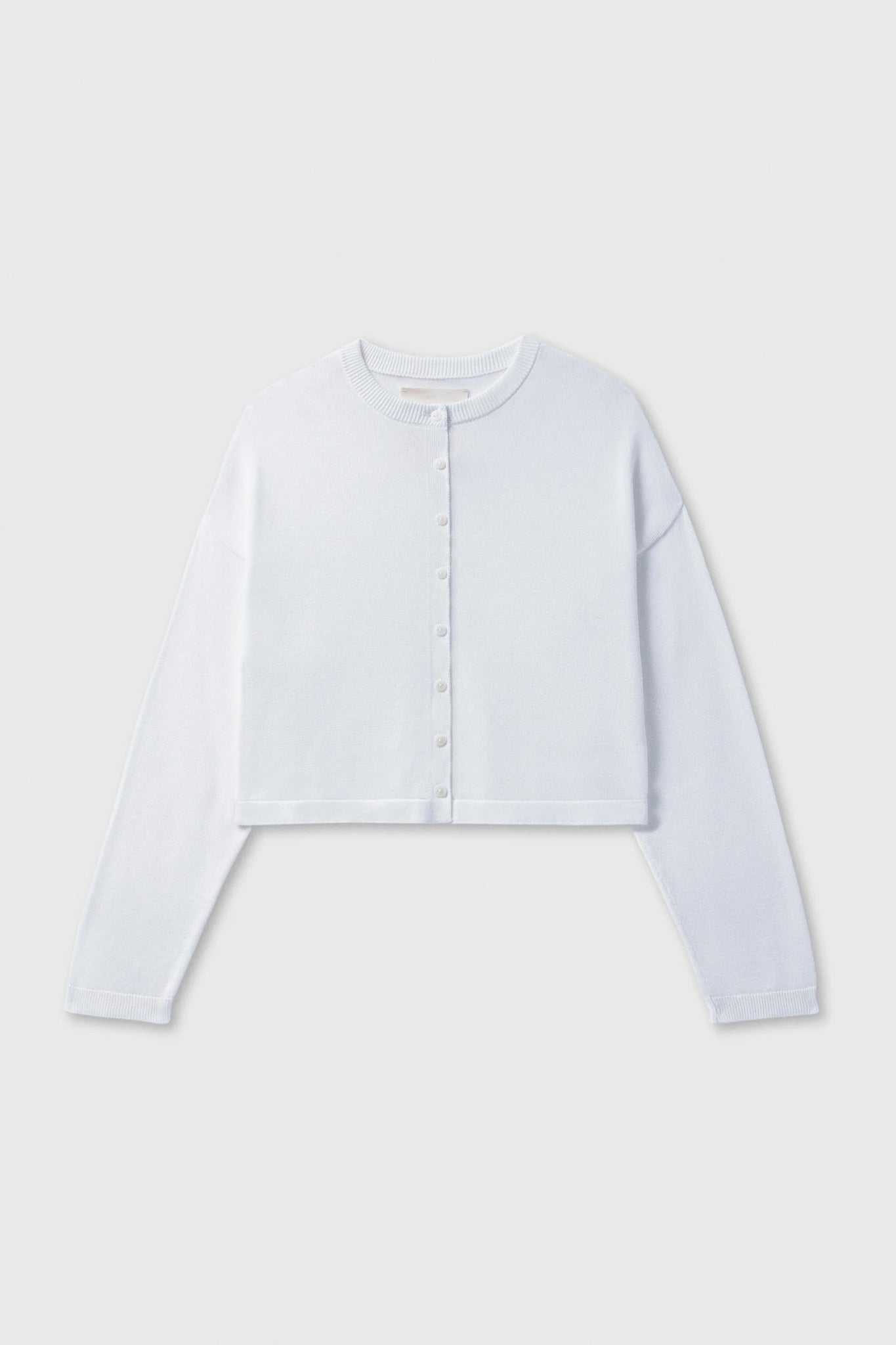 Organic Cotton Cropped Cardigan // White