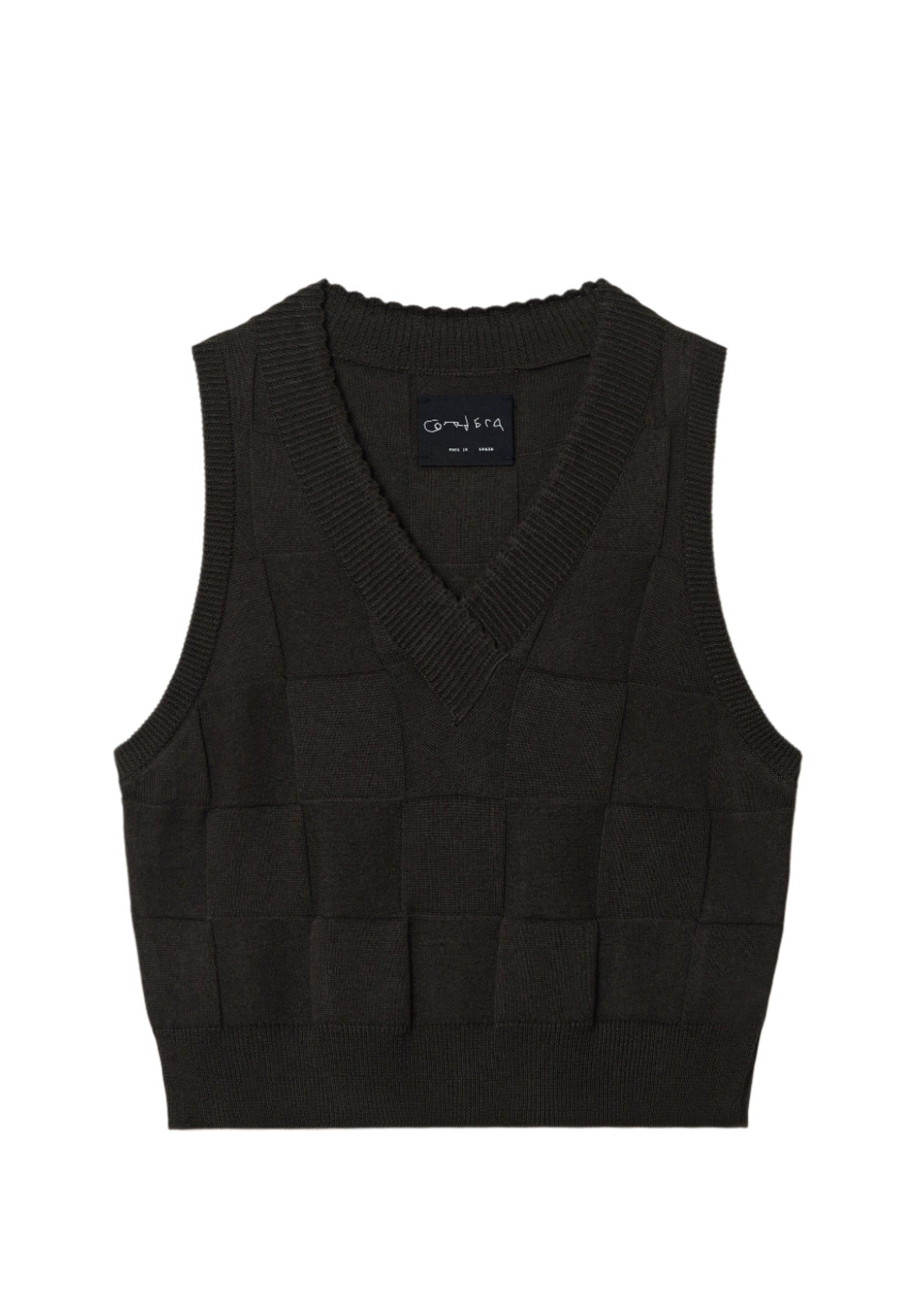 Checkered Cotton & Cashmere Waistcoat // Dark Moss
