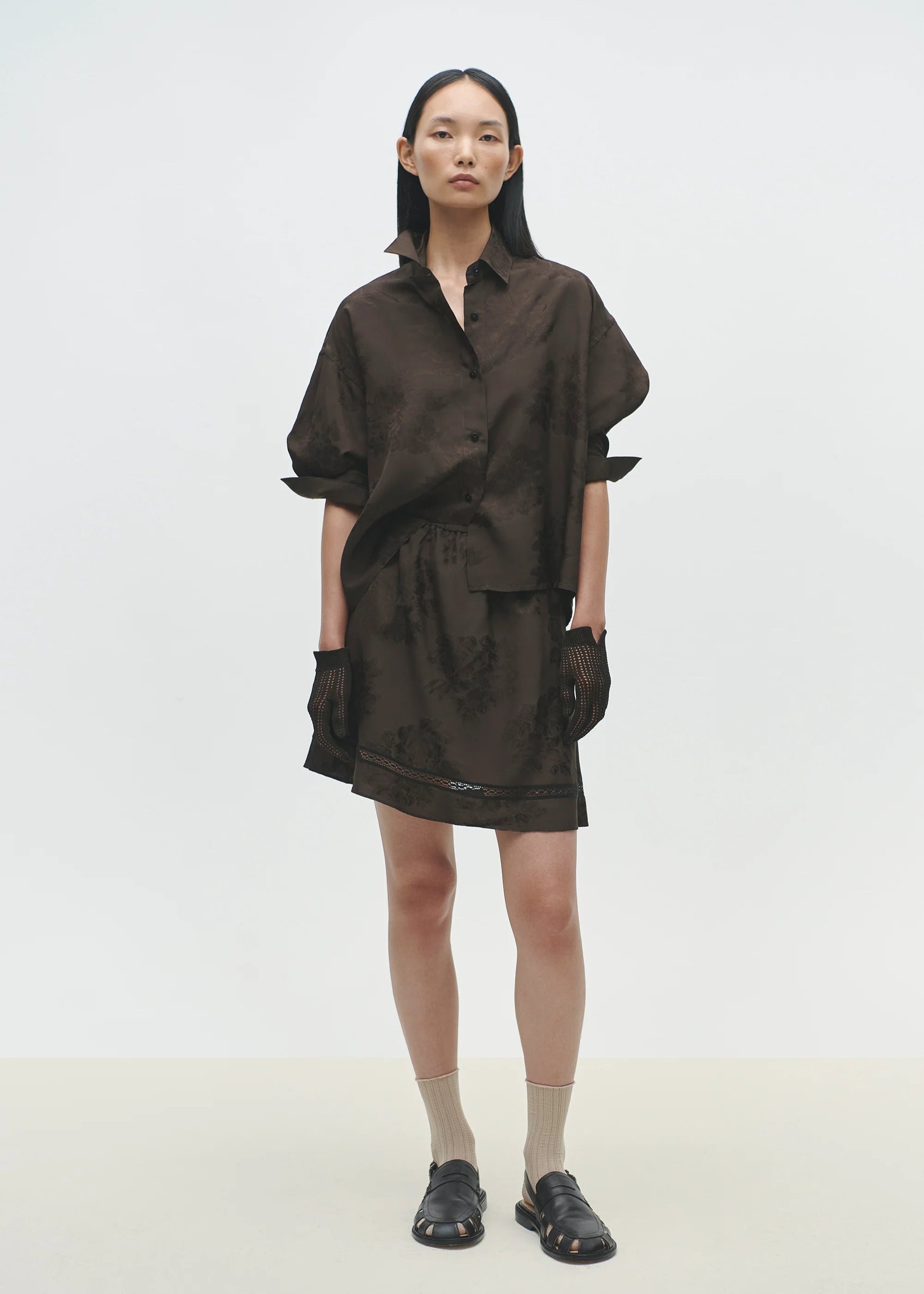 Jacquard Skirt Pants // Dark Brow