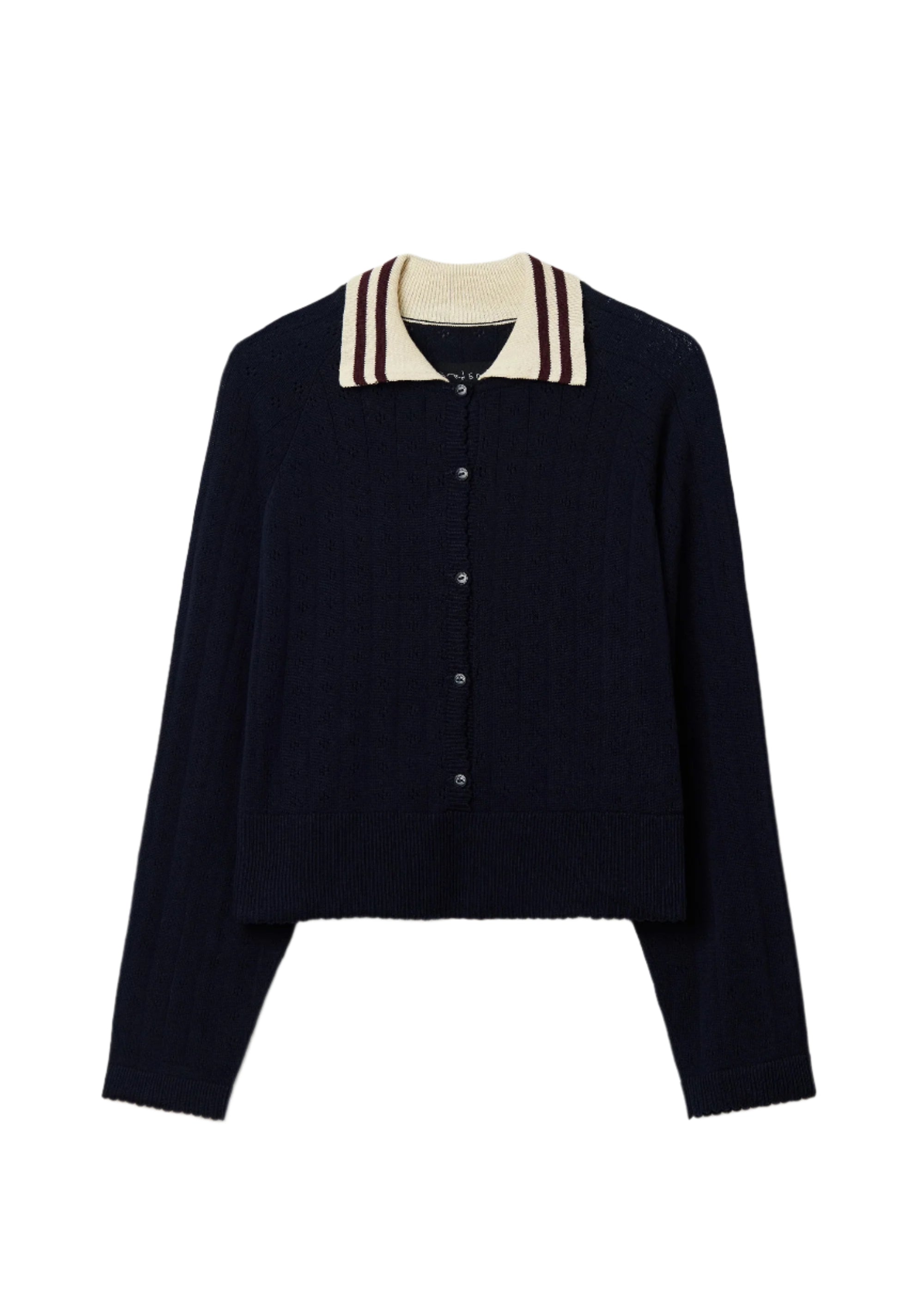 Organic Cotton Longsleeve Polo Sweater // Navy