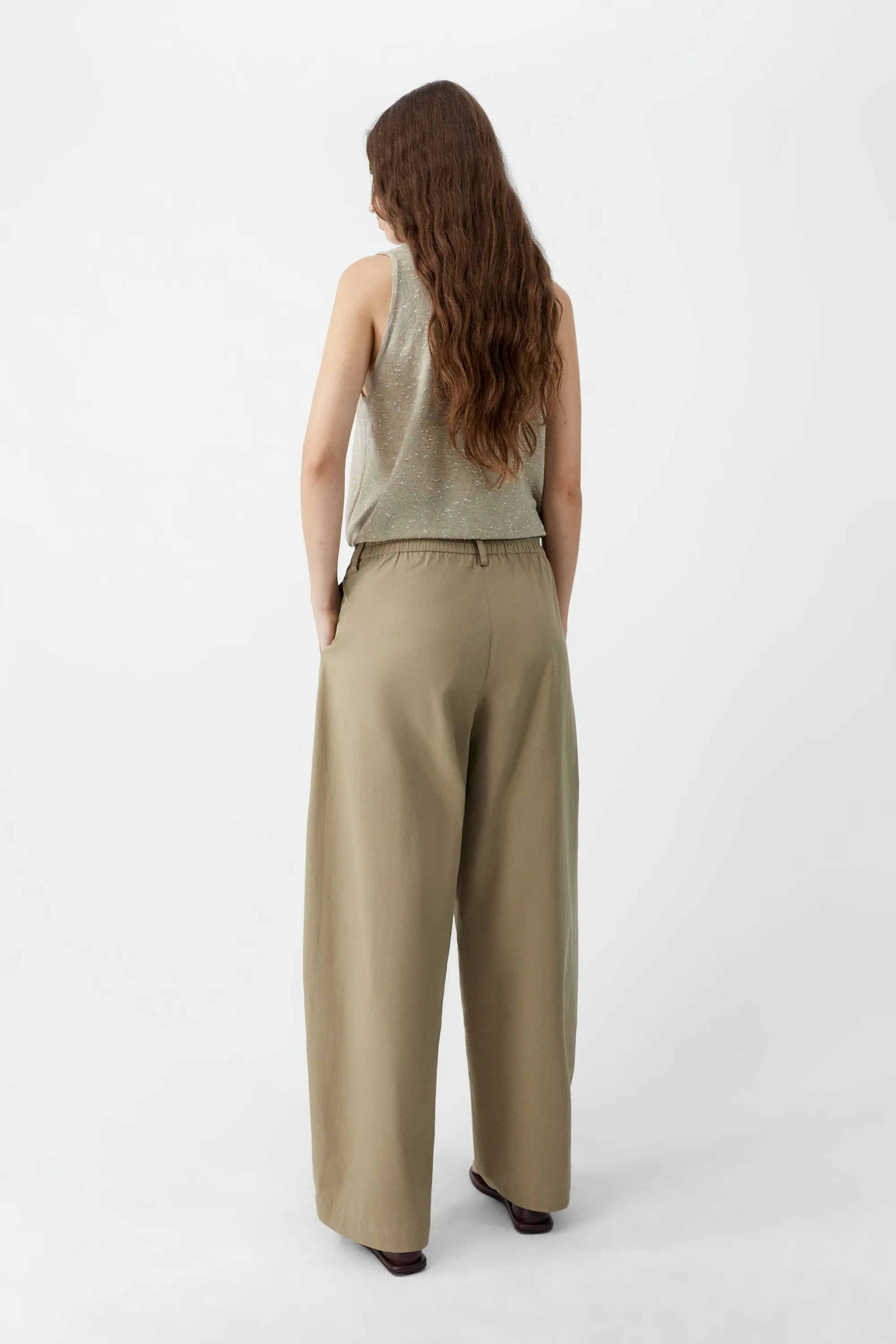 Cordera Cotton Curved Pants — Camel