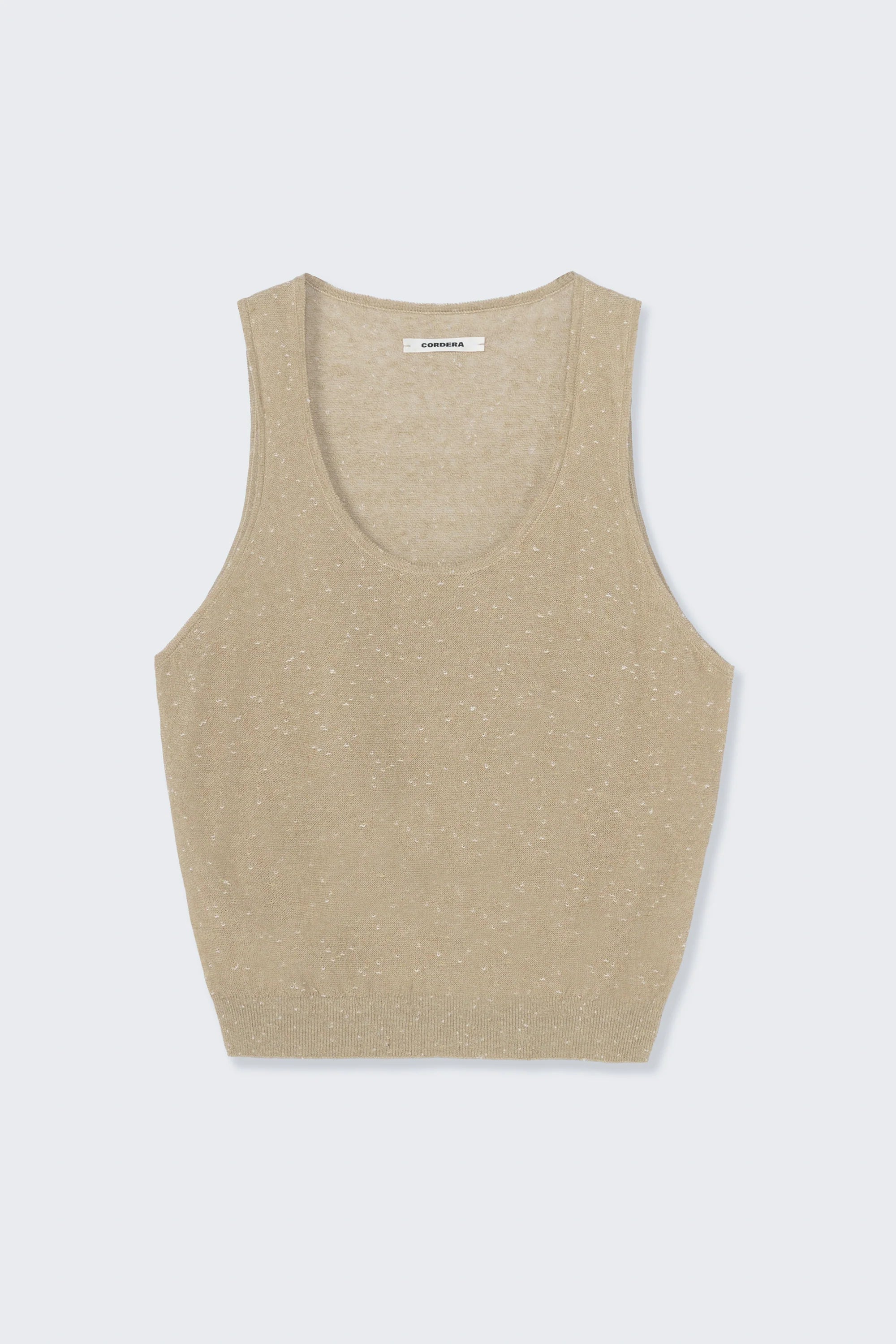 Beige tank top on a light gray background