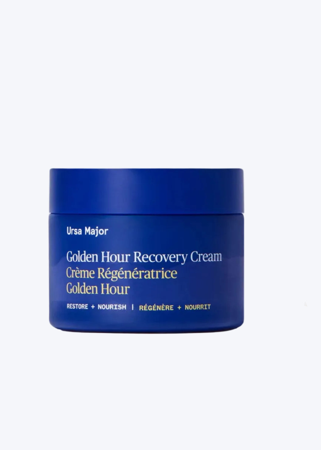 Ursa Major Golden Hour Recovery Cream jar and packaging on a white background