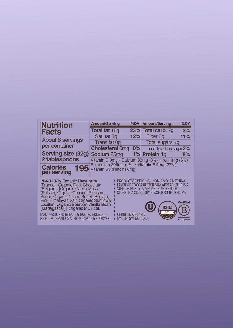 Organic Hazelnut Cacao Nut Butter // Hazelnuts & Chocolate