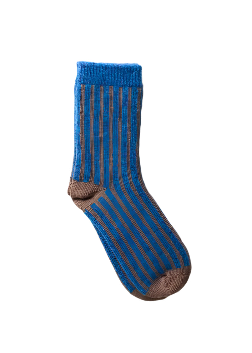 Organic Cotton Mohair Stripes Socks // Mocha